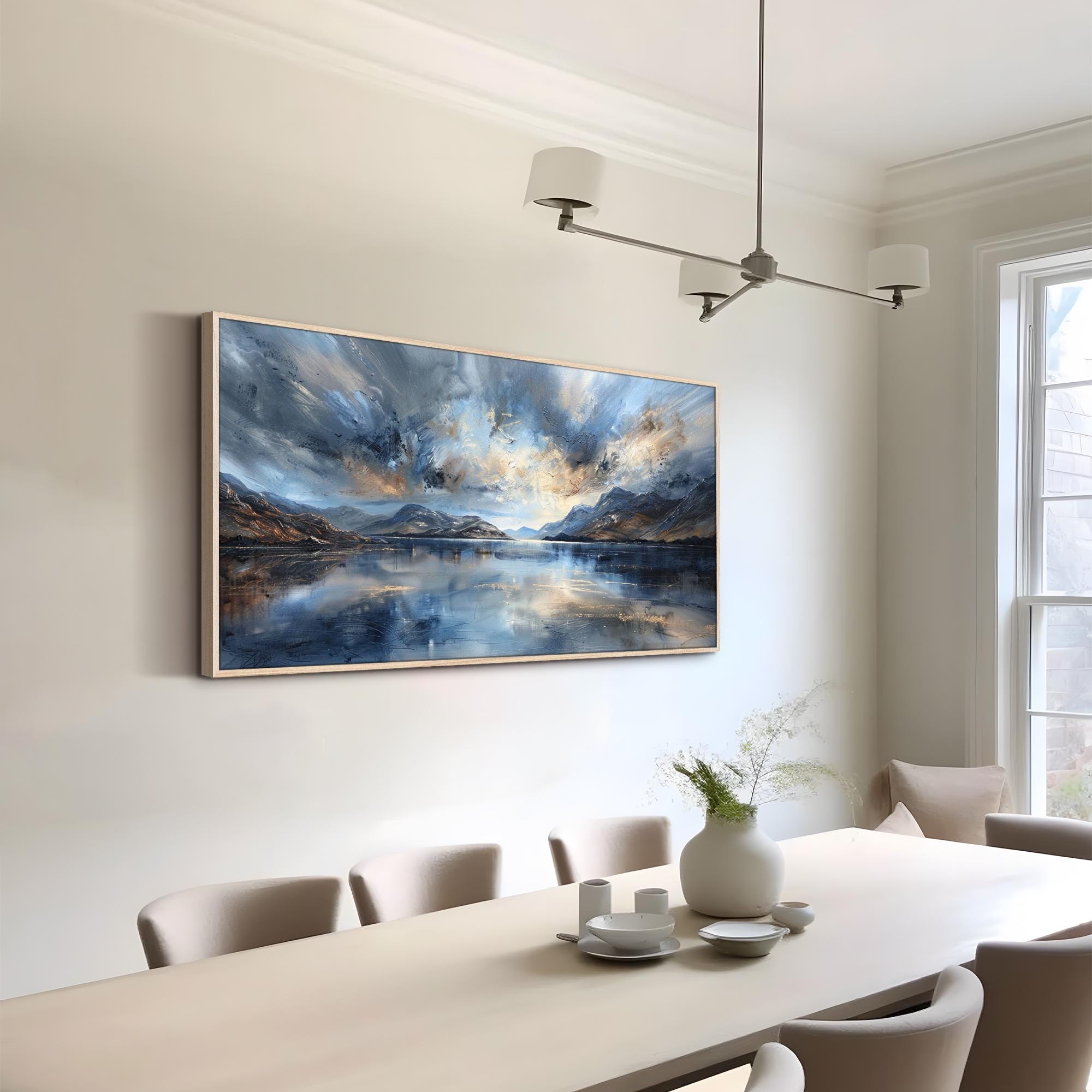 Original Mountain Oil Painting Large Lake Wall Art Abstract Landscape ...