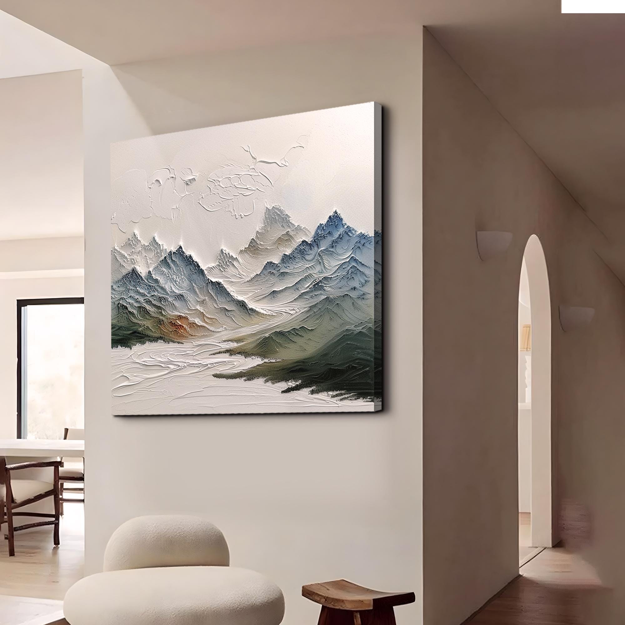 Abstract Mountain Painting on Canvas Original Texture Wall Art ...