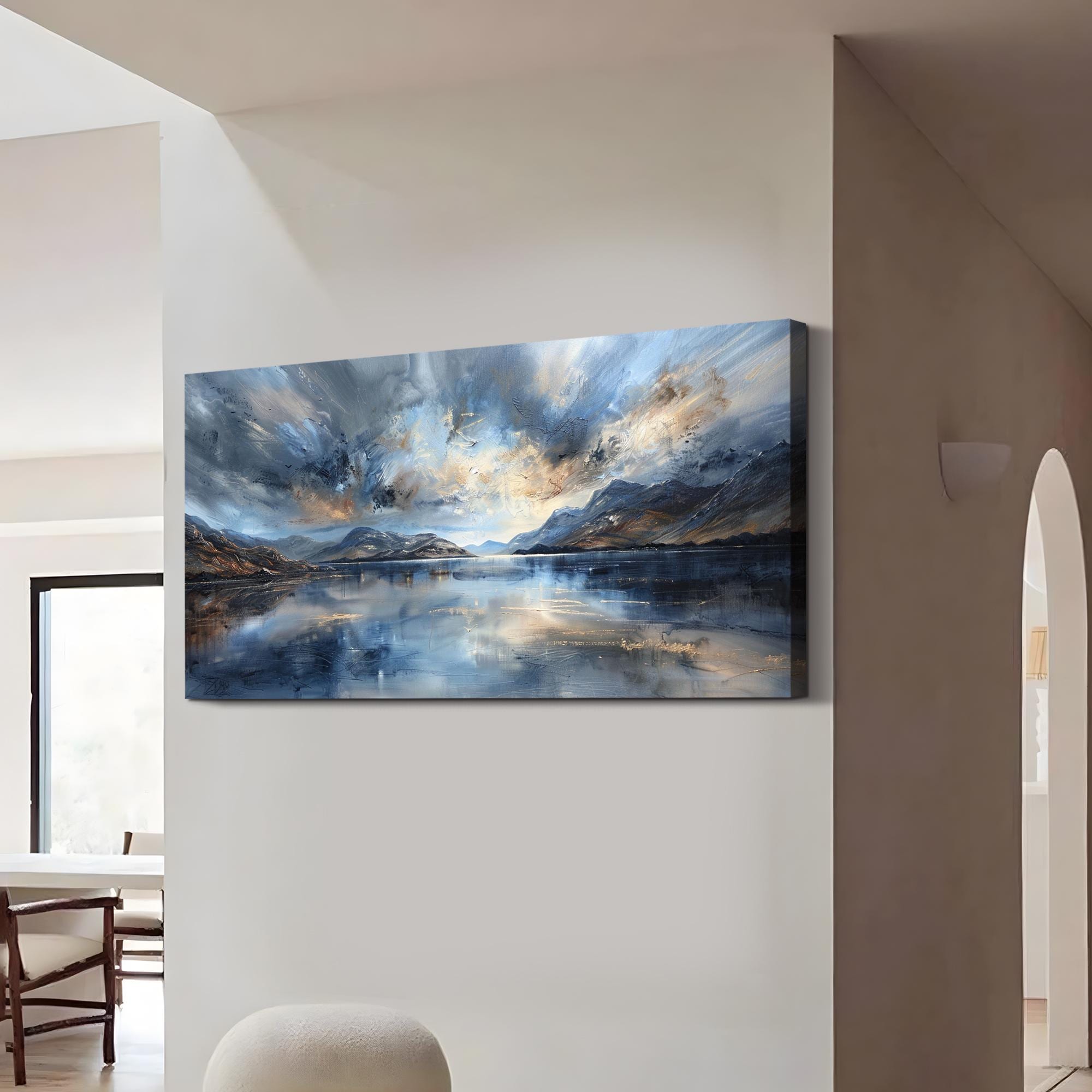 Original Mountain Oil Painting Large Lake Wall Art Abstract Landscape ...
