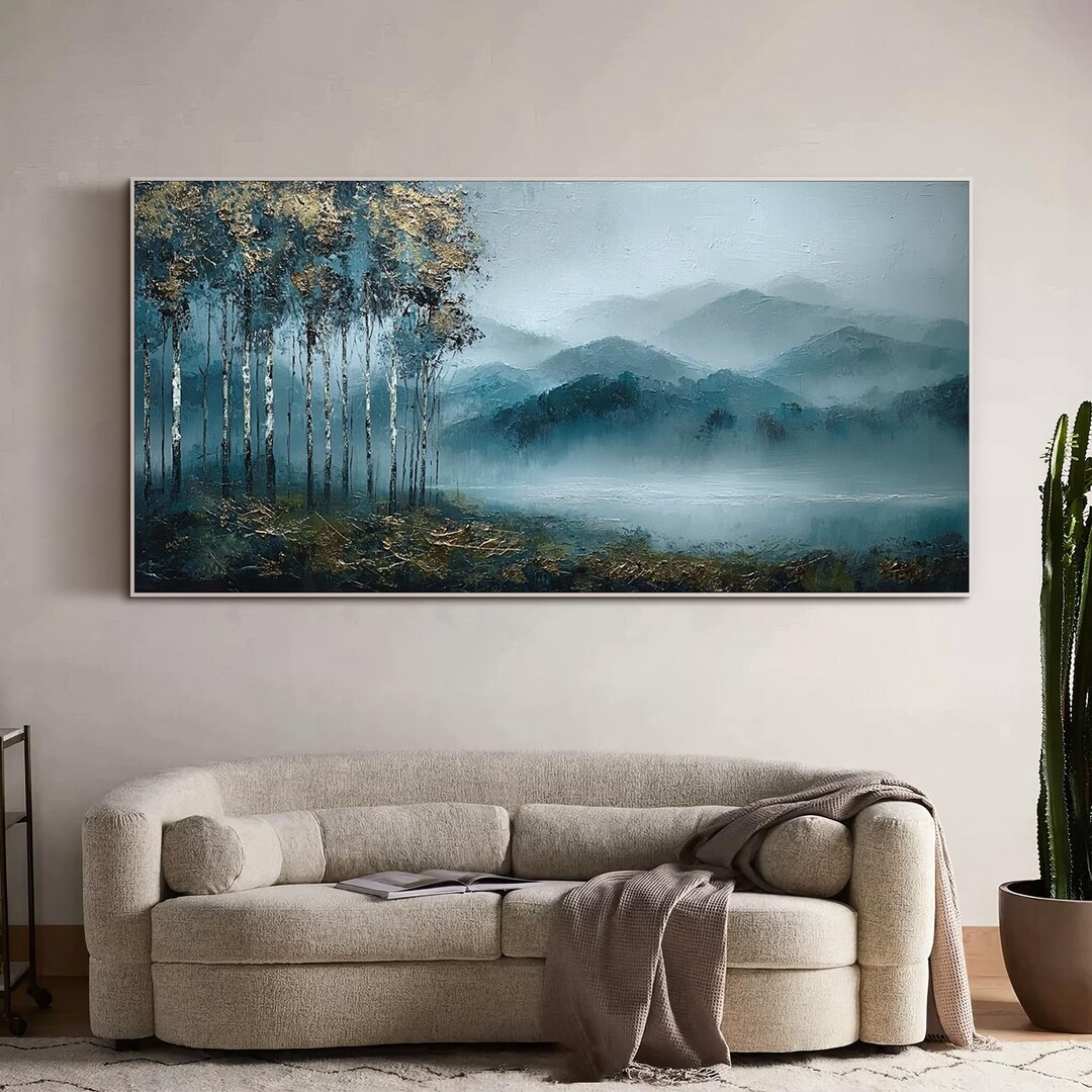 Original Landscape Oil Painting Large Forest Wall Art Bedroom Wall ...