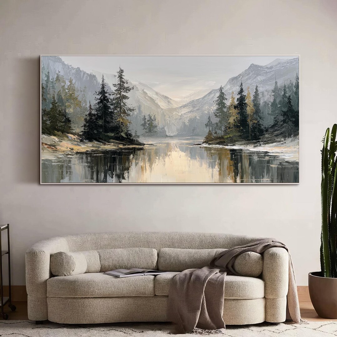 Original Landscape Oil Painting Mountain Woodland Wall Art Textured ...