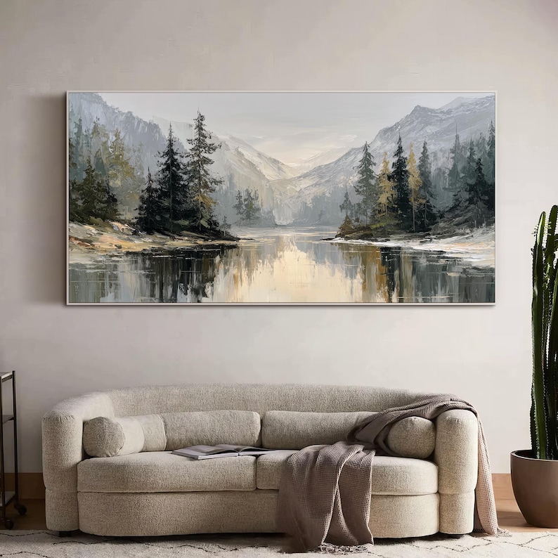 Original Landscape Oil Painting Mountain Woodland Wall Art Textured ...