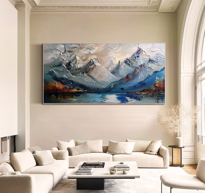 Large Texture Wall Art Mountain Oil Painting on Canvas Original ...