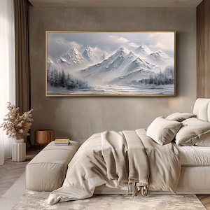 Large Landscape Oil Painting on Canvas Original Texture Snowy Scenery ...