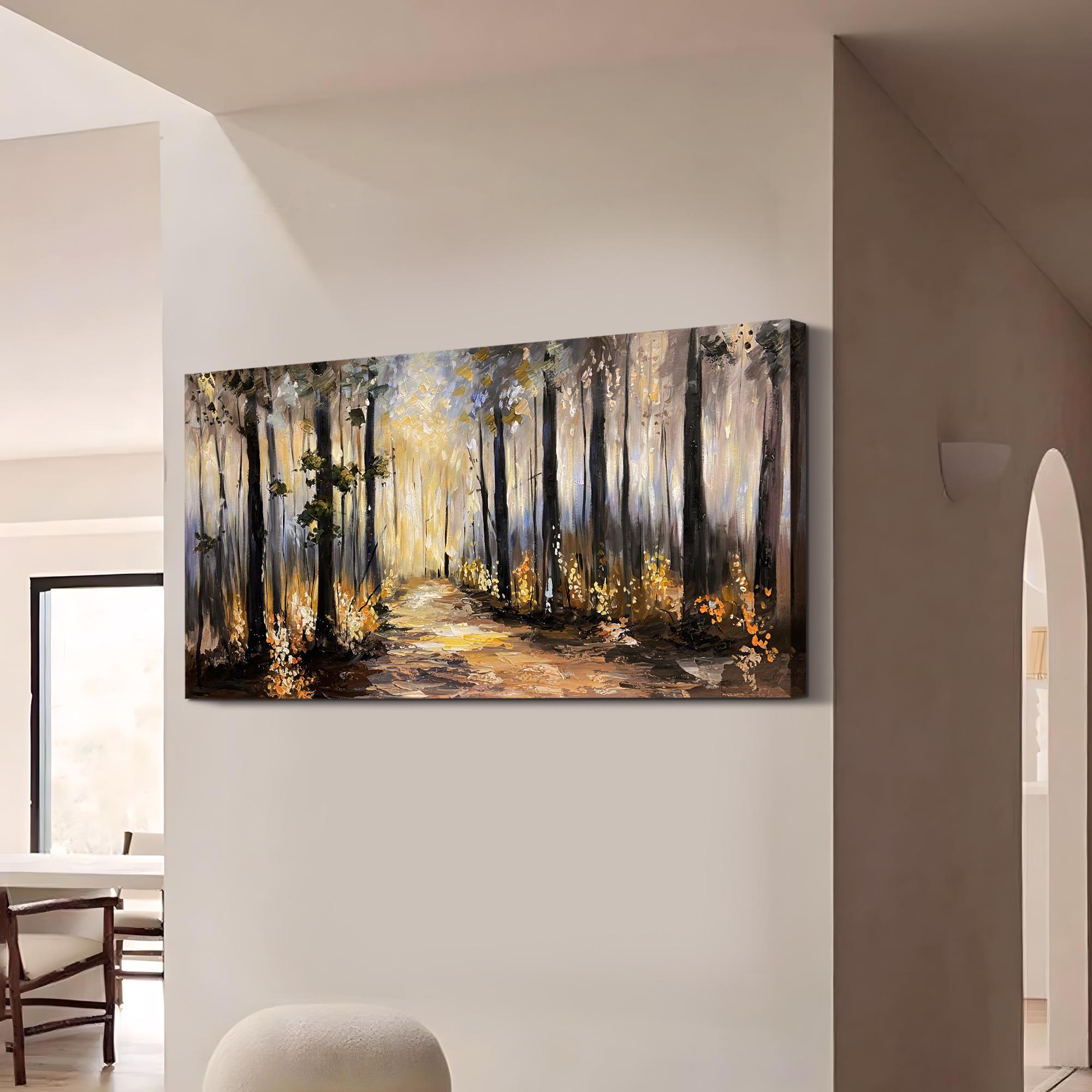 Abstraktes Leinwandbild 'Baumzweig' – 61 X 91 Cm, Strukturiert, Graue Naturlandschaft, Fertig Zum Aufhängen