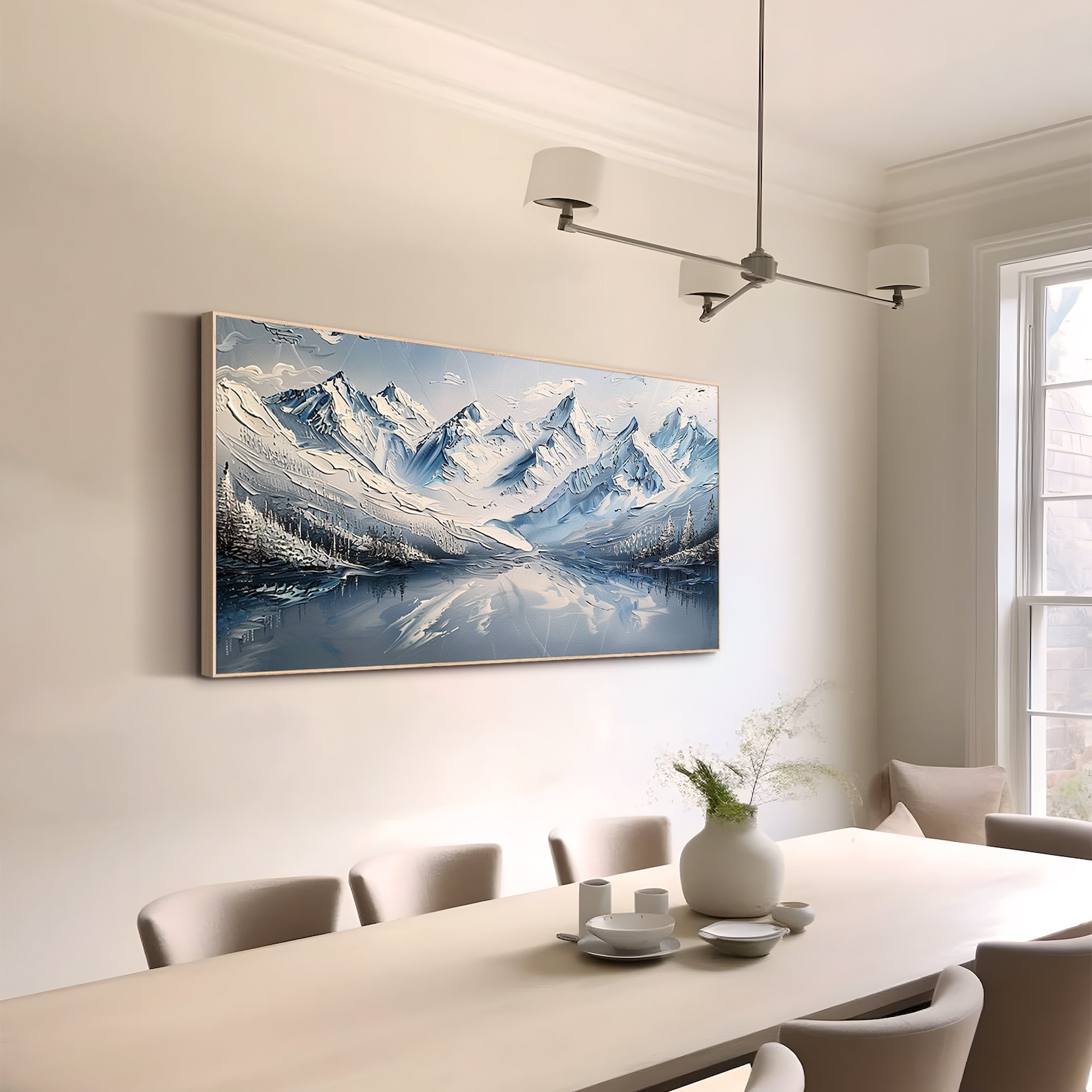 Abstract Snowy Landscape Wall Art 3d Texture Mountain Oil Painting on ...