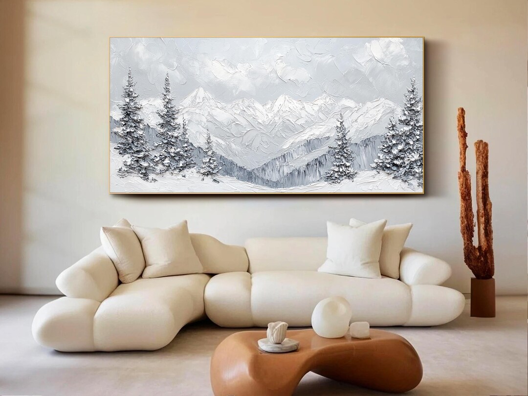 Large Wall Art Abstract Snowy Mountain Wall Art Texture Wall Art ...