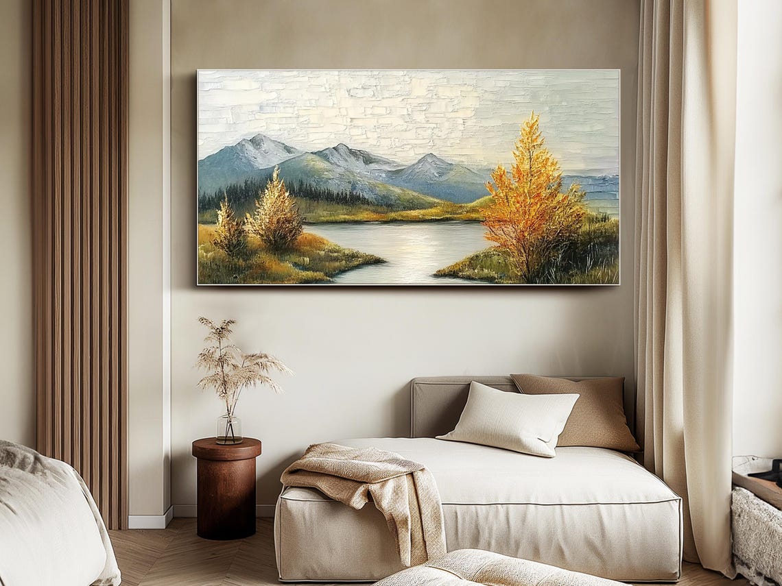 Landscape Oil Painting on Canvas Original Green Texture Wall Art Large ...