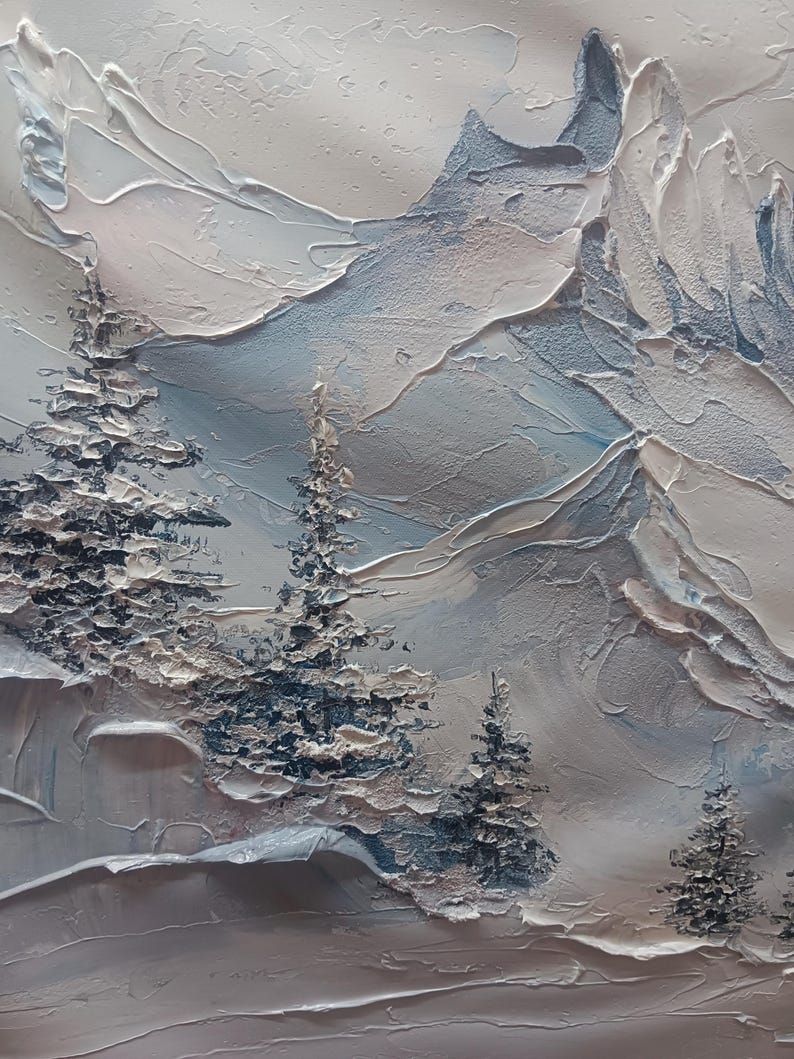 Snowy Mountain Wall Art Large White 3d Texture Wall Art Abstract ...