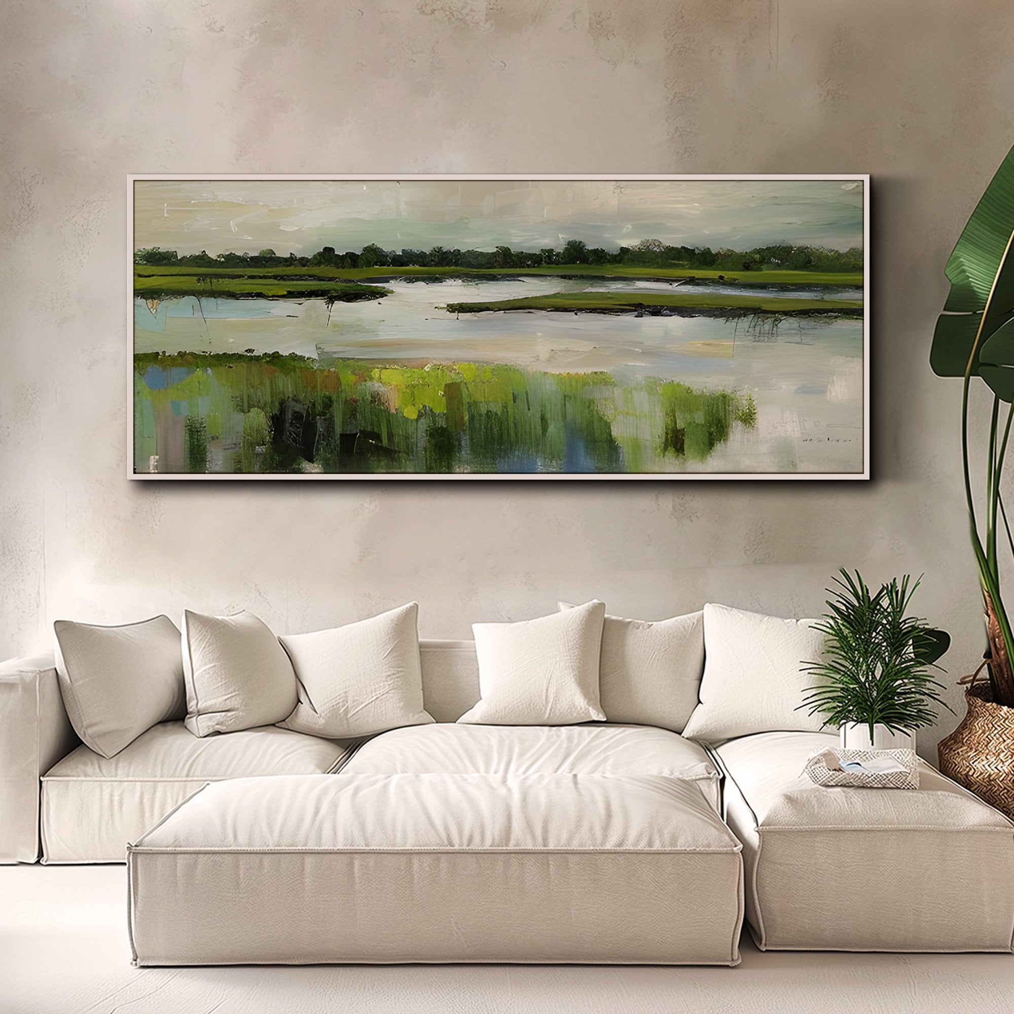 Large Abstract Wall Art Landscape Oil Painting on Canvas Original Green ...
