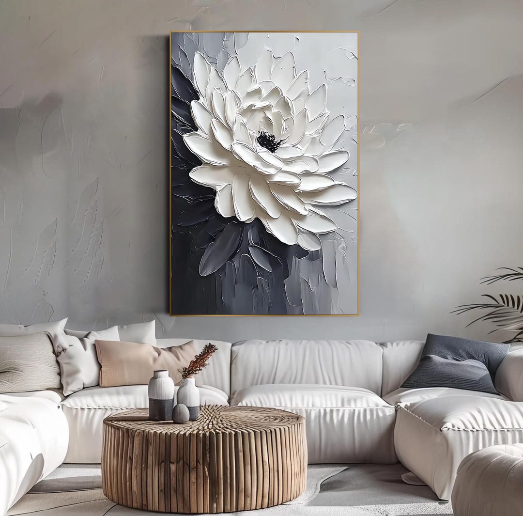Textured Floral Oil Painting 3d Impasto Canvas Wall Art Living Room ...