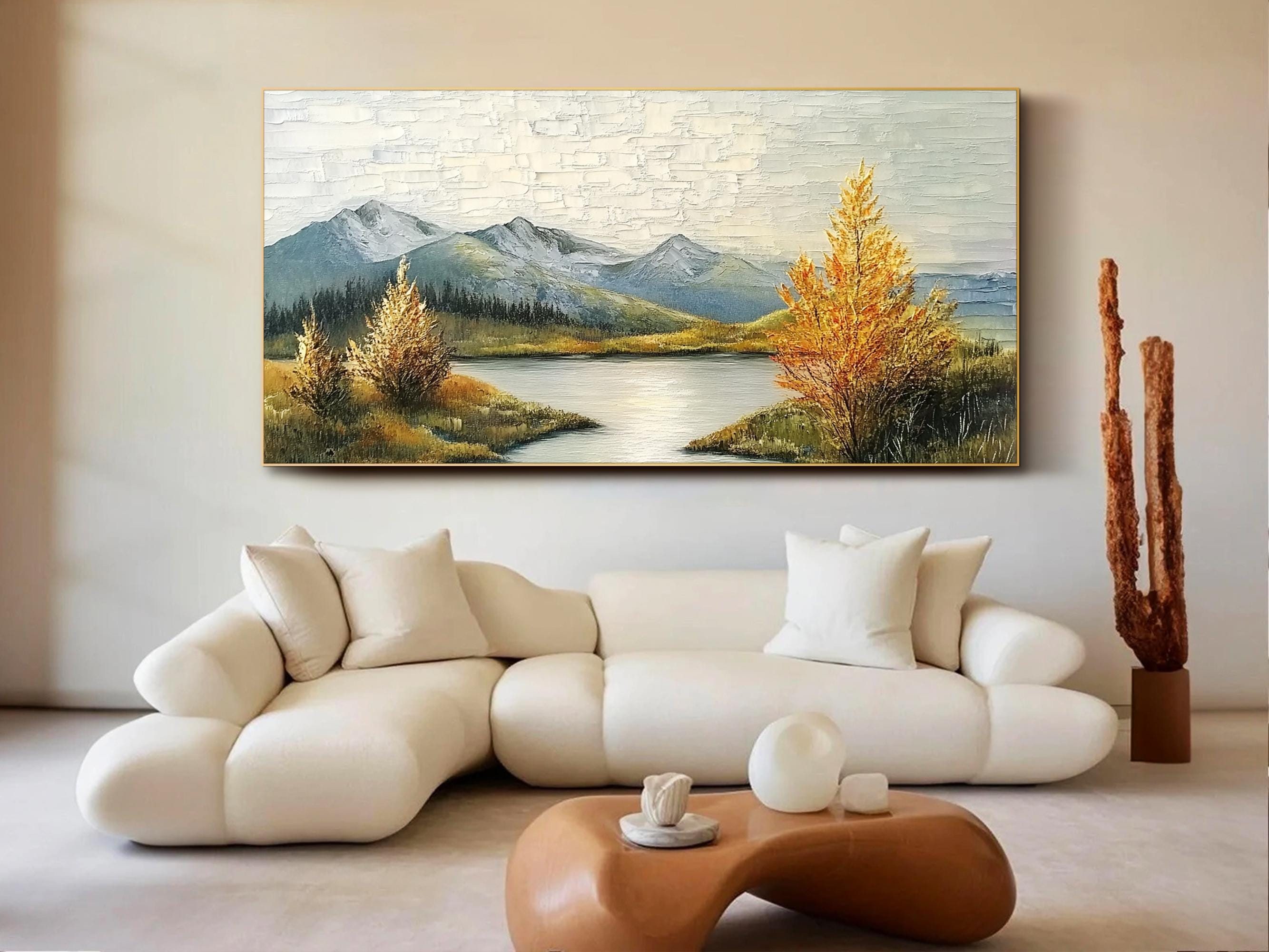 Landscape Oil Painting on Canvas Original Green Texture Wall Art Large ...