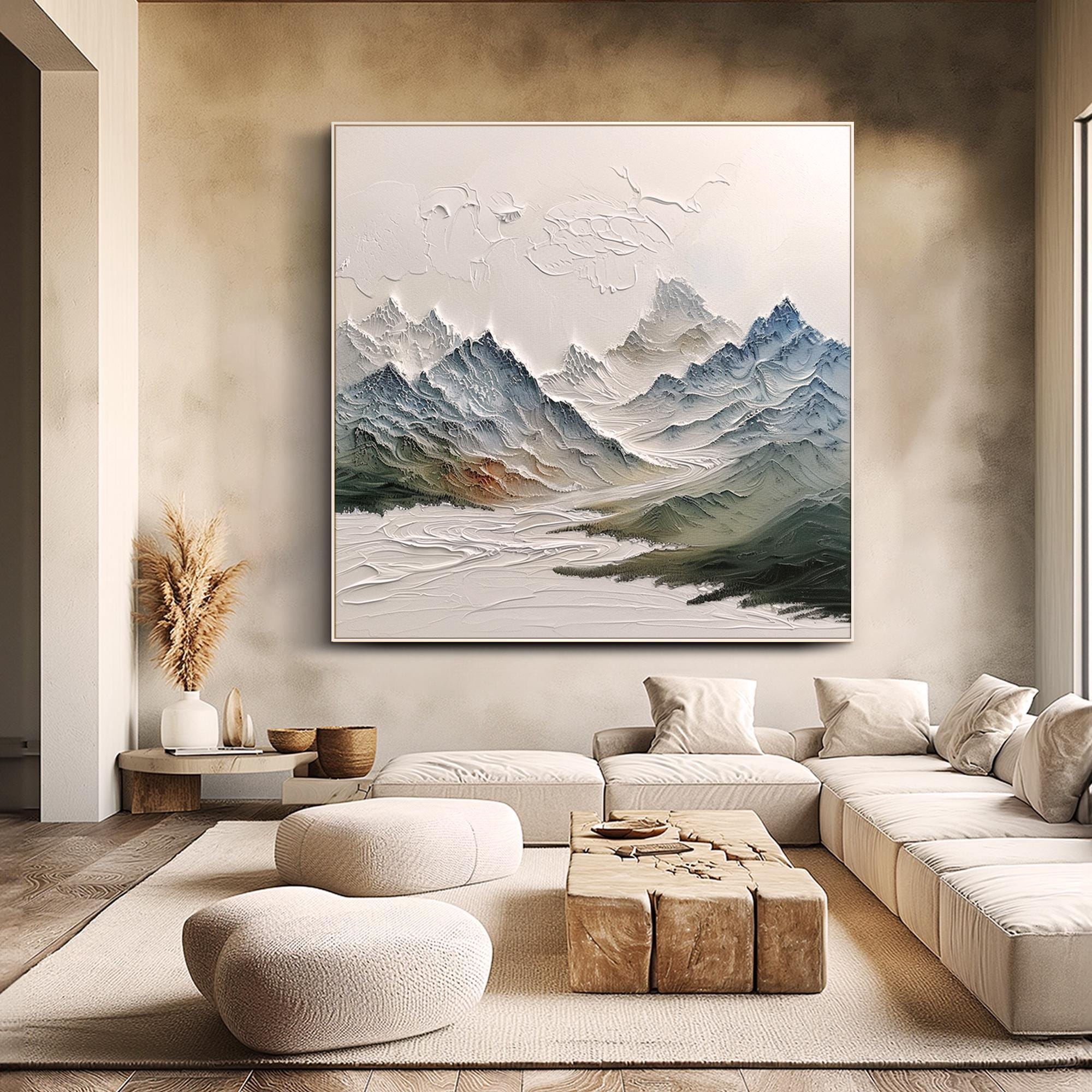 Abstract Mountain Painting on Canvas Original Texture Wall Art ...