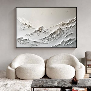Large White Abstract Mountain Painting White 3D Texture Mountain ...