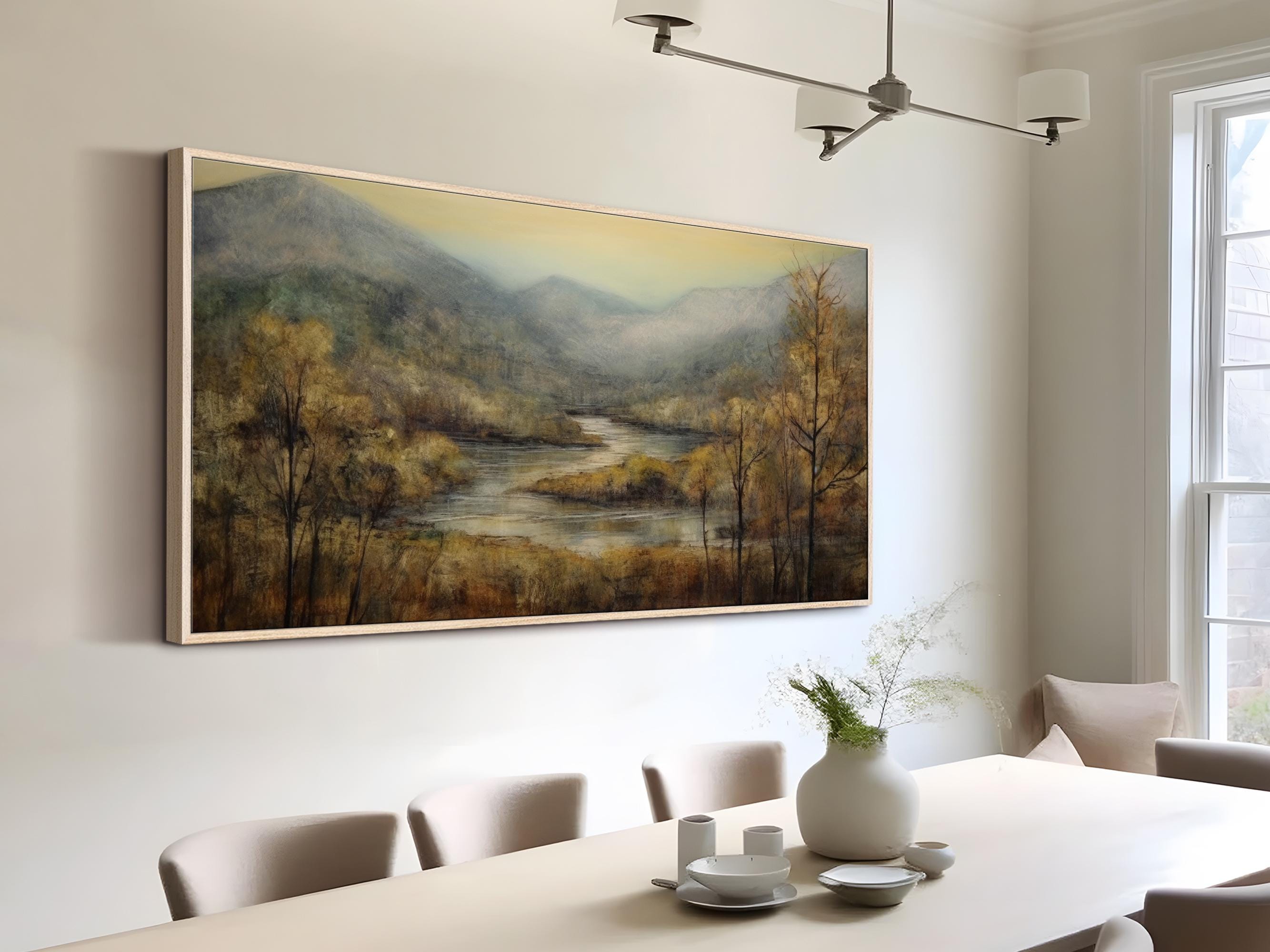 Mountain River Oil Painting on Canvas Original Landscape Wall Art ...