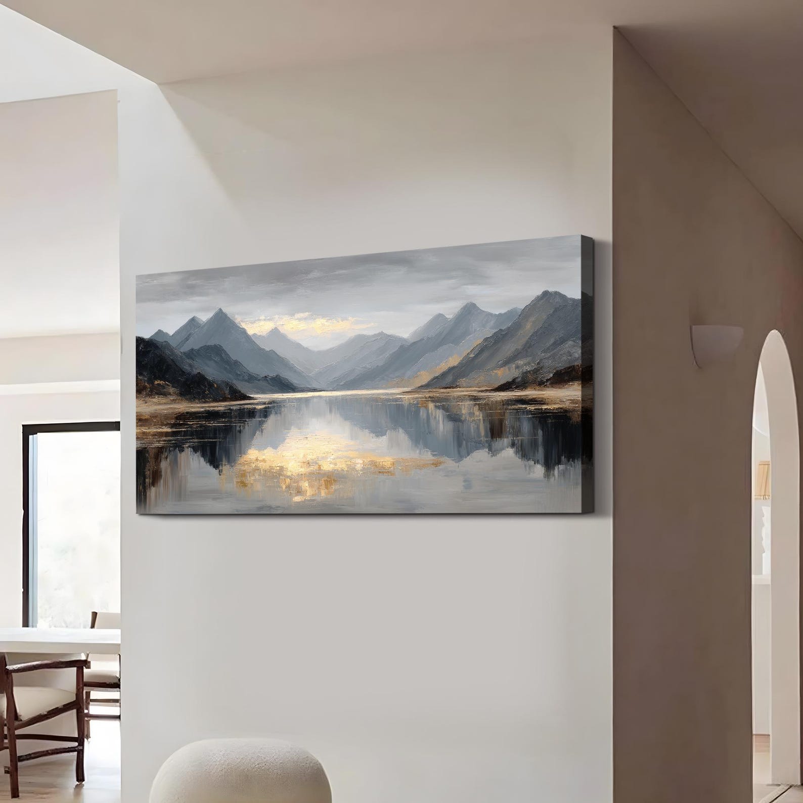 Mountain Lake Oil Painting Textured Landscape Wall Art Original Hand ...