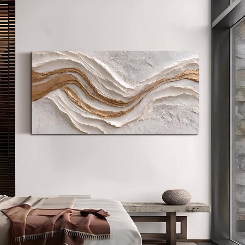 Gold Abstract 3d Textured Wall Art Modern Abstract Oil Painting ...