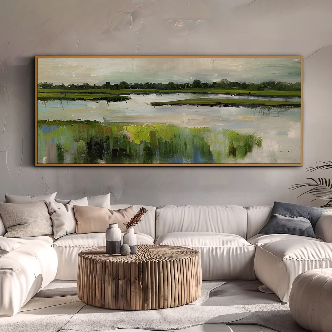 Large Abstract Wall Art Landscape Oil Painting on Canvas Original Green ...