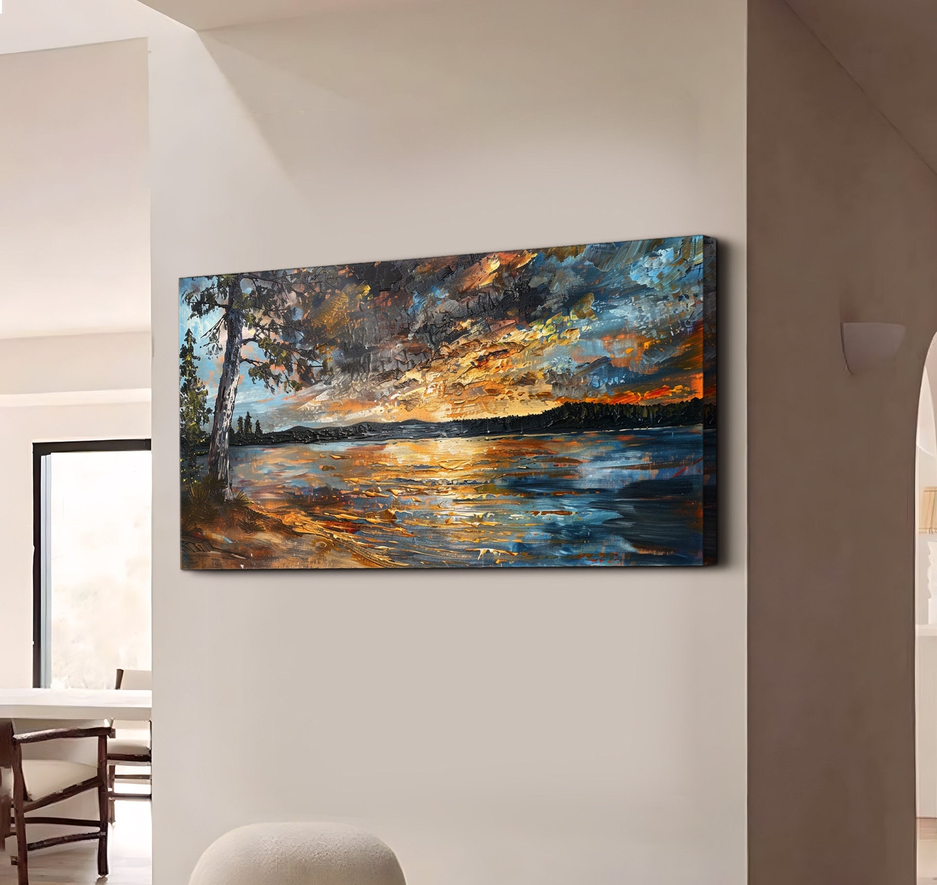 Original Sunset Oil Painting on Canvas Original Minimalist Abstract ...