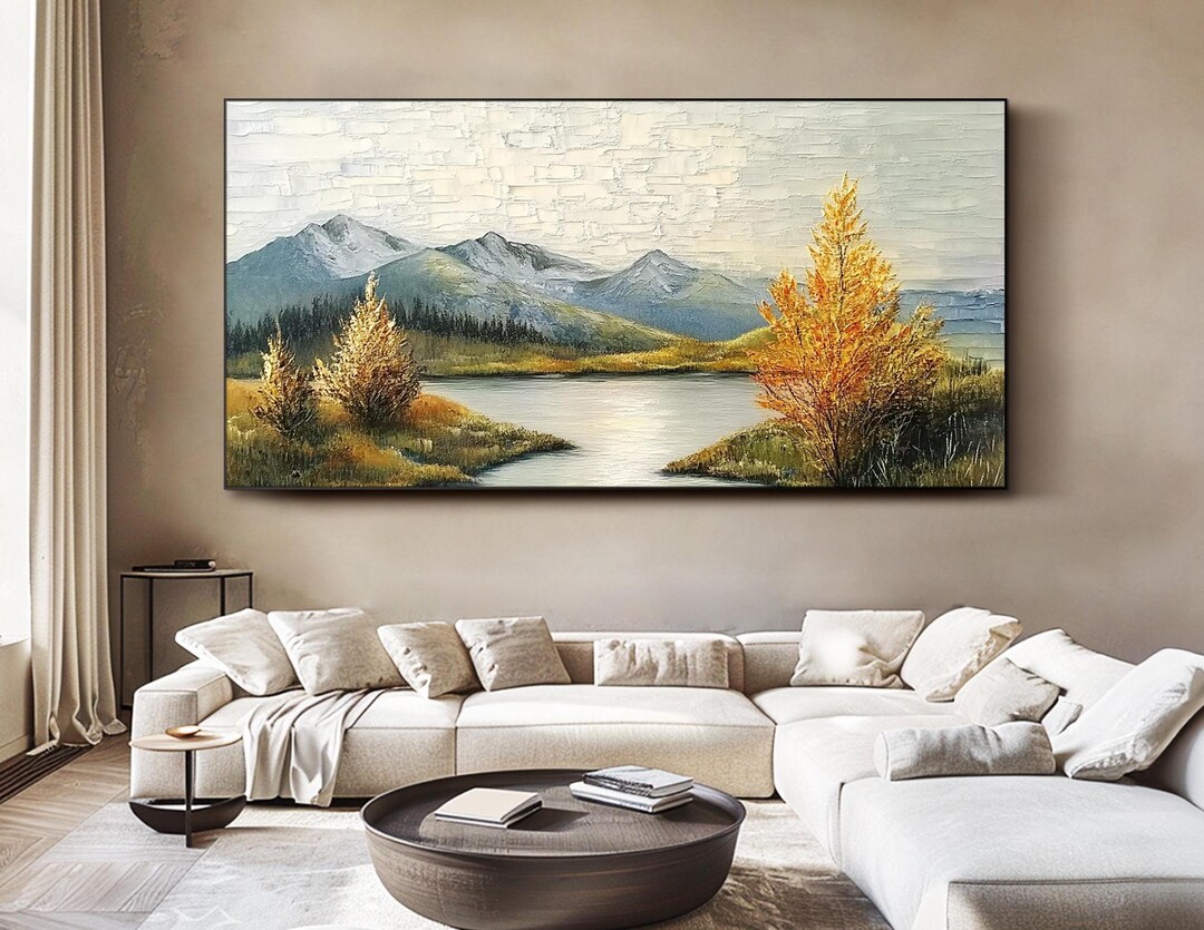 Landscape Oil Painting on Canvas Original Green Texture Wall Art Large ...