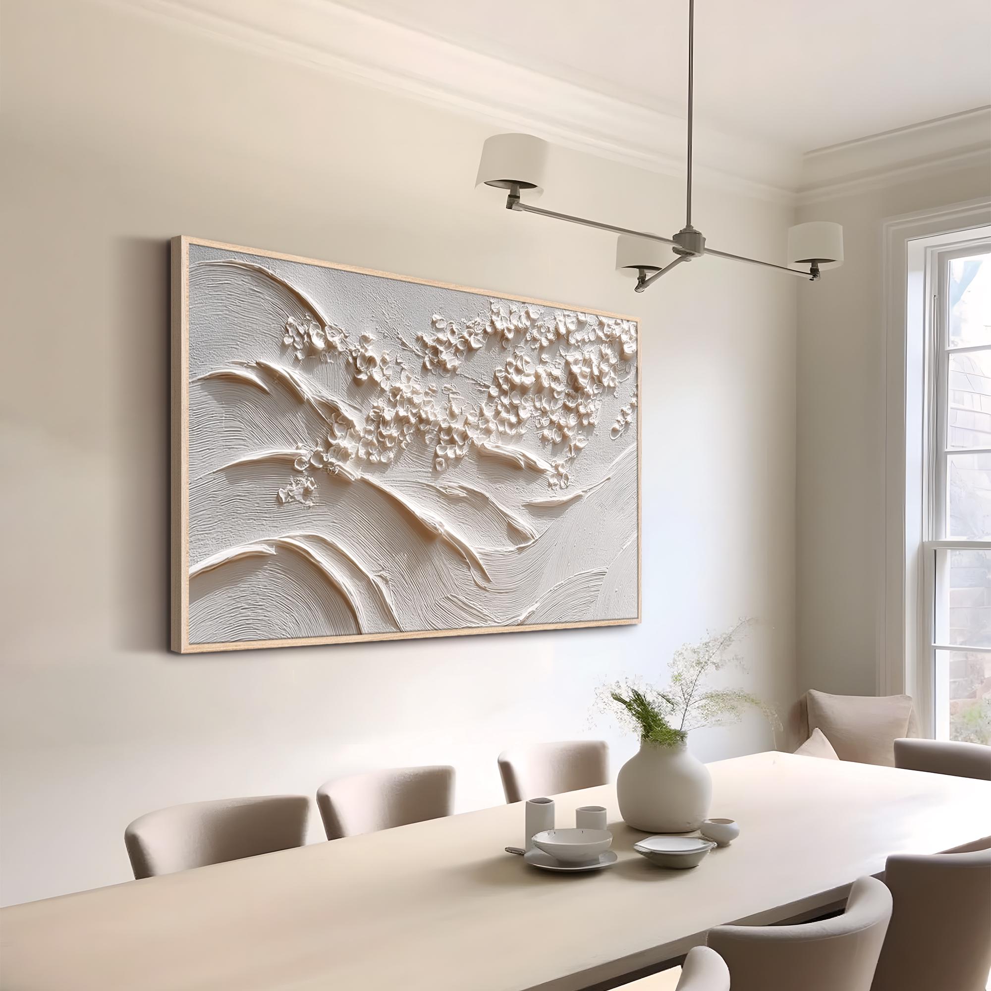 White Textured Abstract Painting Minimalist Neutral Wall Art 3D Impasto ...