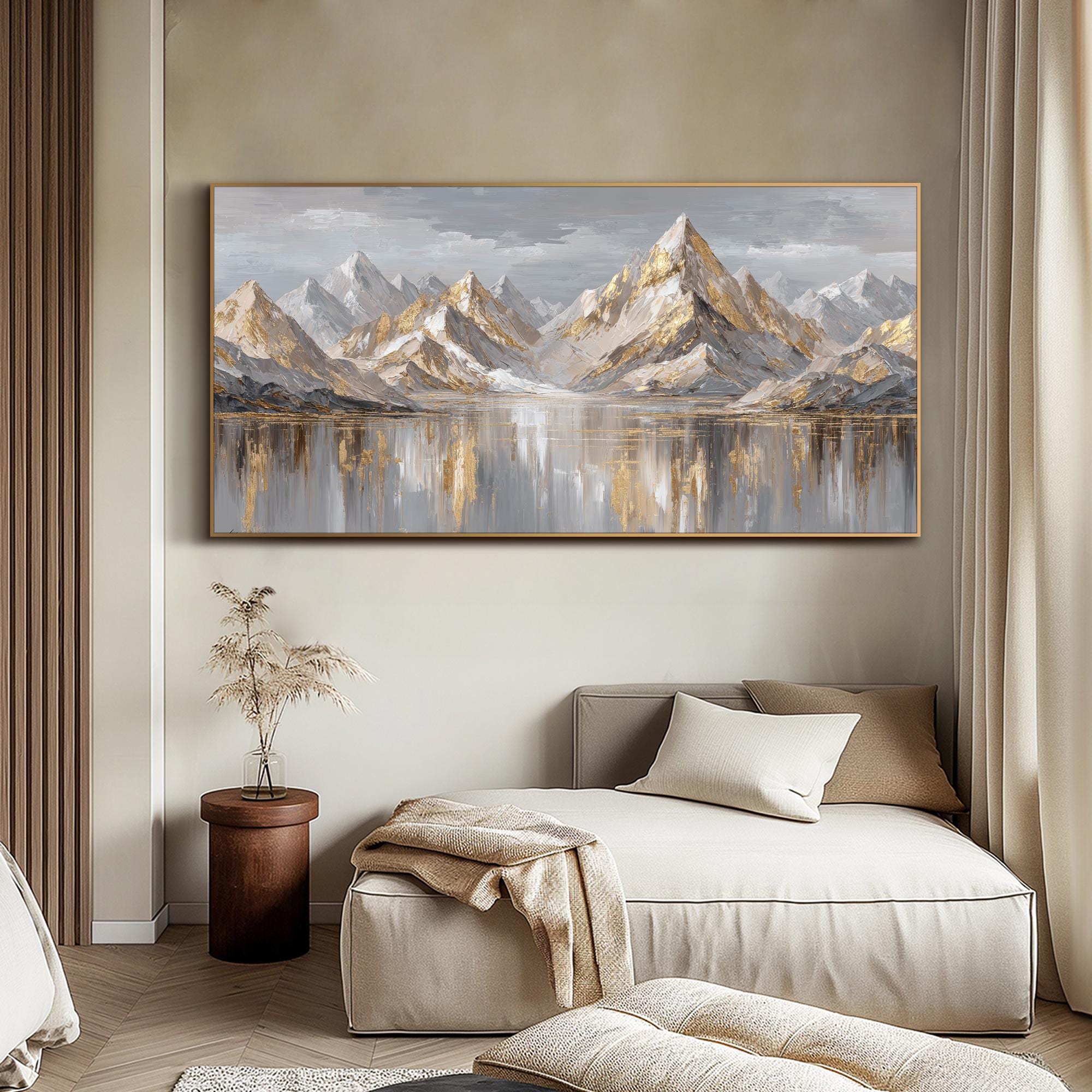 Textured Abstract Neutral Wall Art Mountain Oil Painting Neutral Gray ...