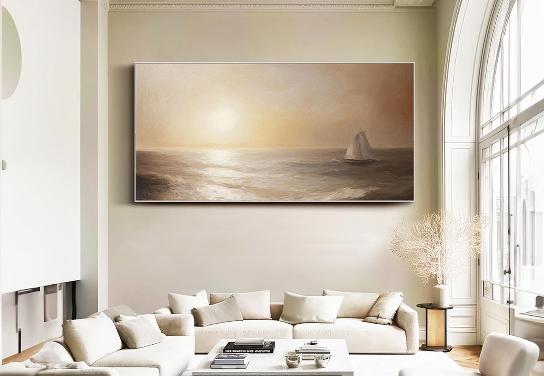 Sailing Into Sunset Oil Painting on Canvas Original Textured Seascape ...