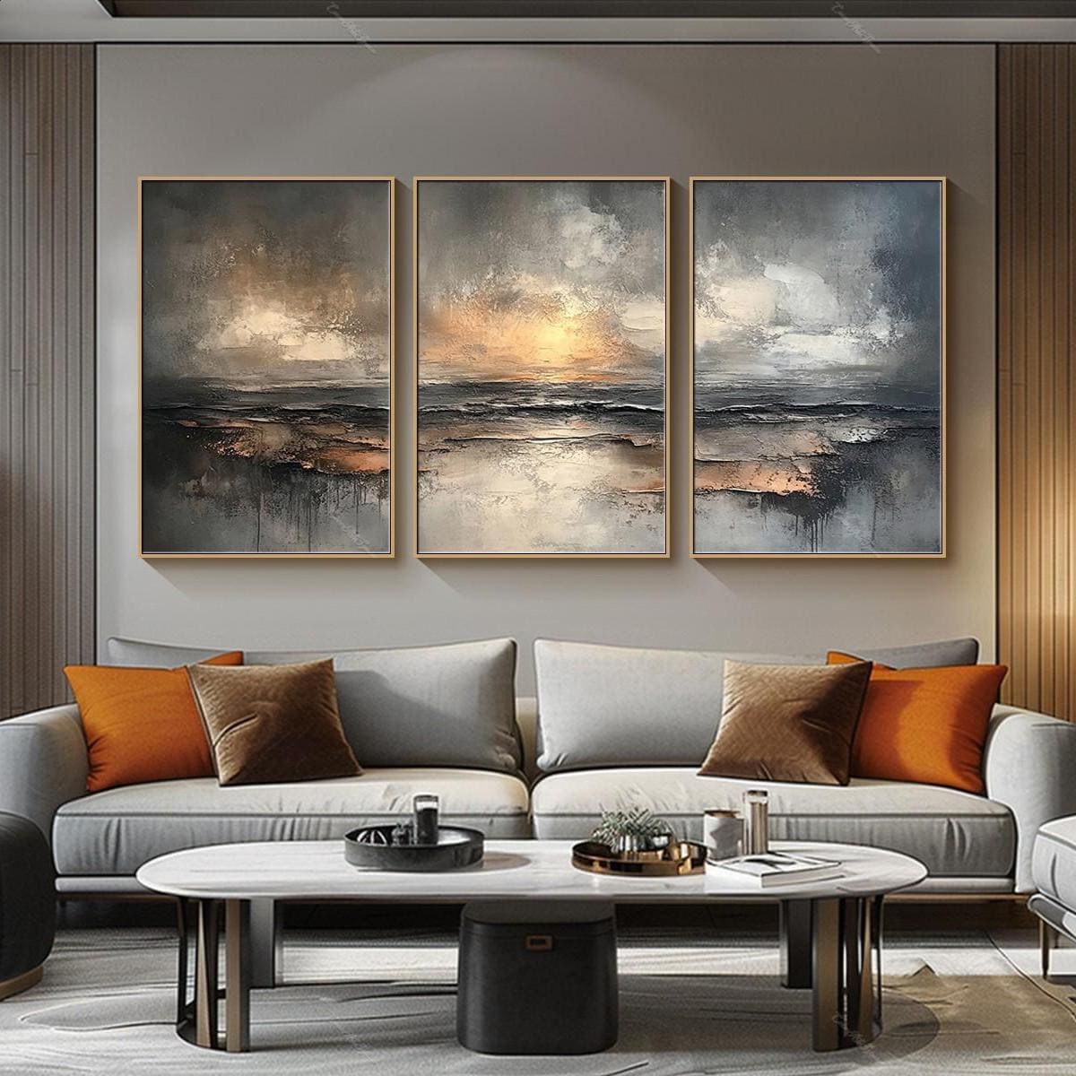 Original Abstract Oil Painting Large 3d Triptych Wall Art A Set of 3 ...