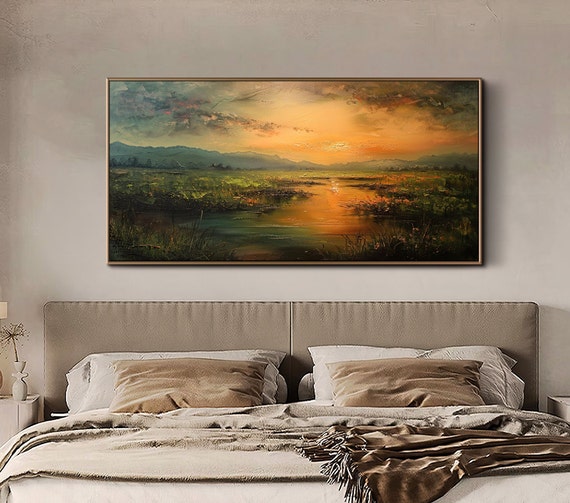 Abstract Landscape Oil Painting On Canvas Original Large Wall Art Canvas Wall Art 3d Wall Art Living Room Wall Art Sunset Texture Wall Art