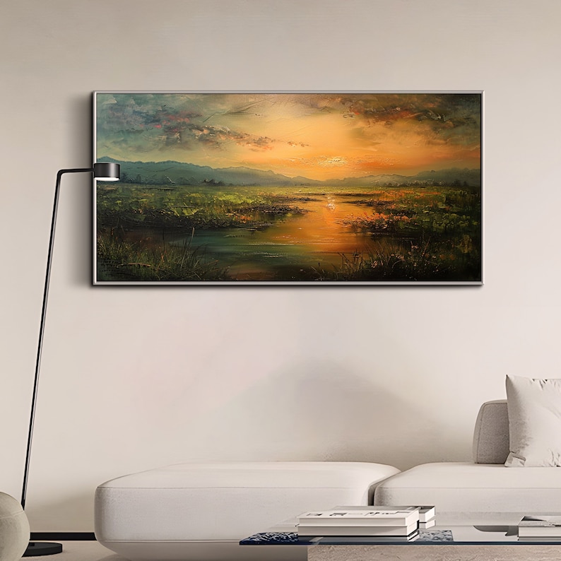 Abstract Landscape Oil Painting On Canvas Original Large Wall Art Canvas Wall Art 3d Wall Art Living Room Wall Art Sunset Texture Wall Art image 5