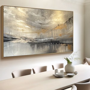 Large Abstract Oil Painting on Canvas Original Grey Texture Wall Art ...