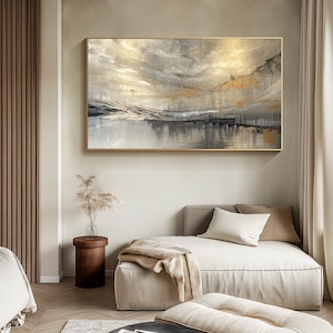 Large Abstract Oil Painting on Canvas Original Grey Texture Wall Art ...