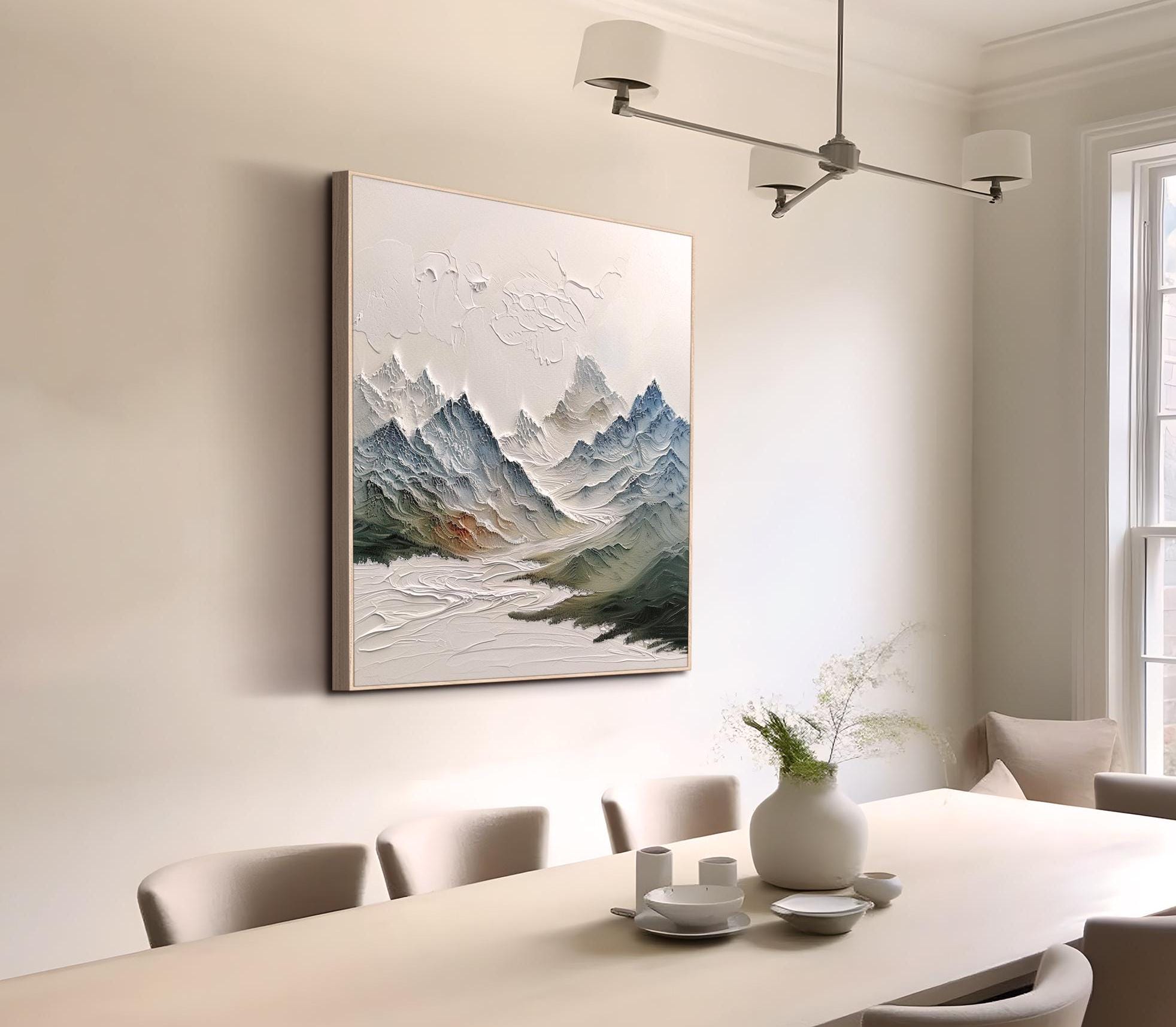 Abstract Mountain Painting on Canvas Original Texture Wall Art ...
