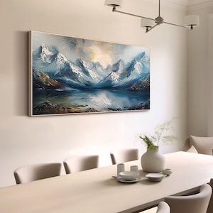 Large 3d Texture Landscape Wall Art Mountain Lake Painting on Canvas ...