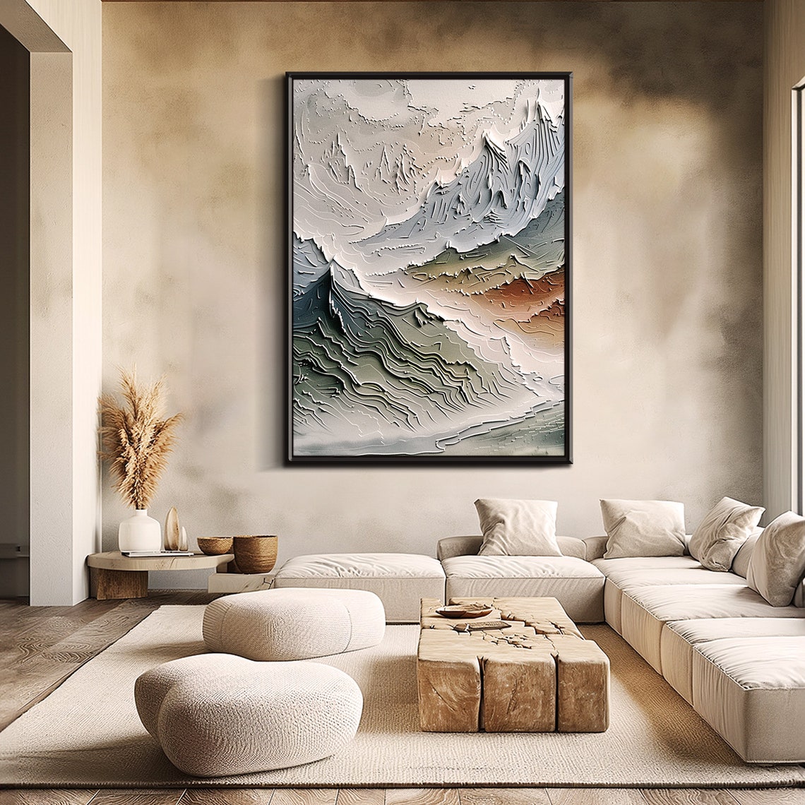 Mountain Oil Painting on Canvas Original 3d Texture Wall Art Large ...