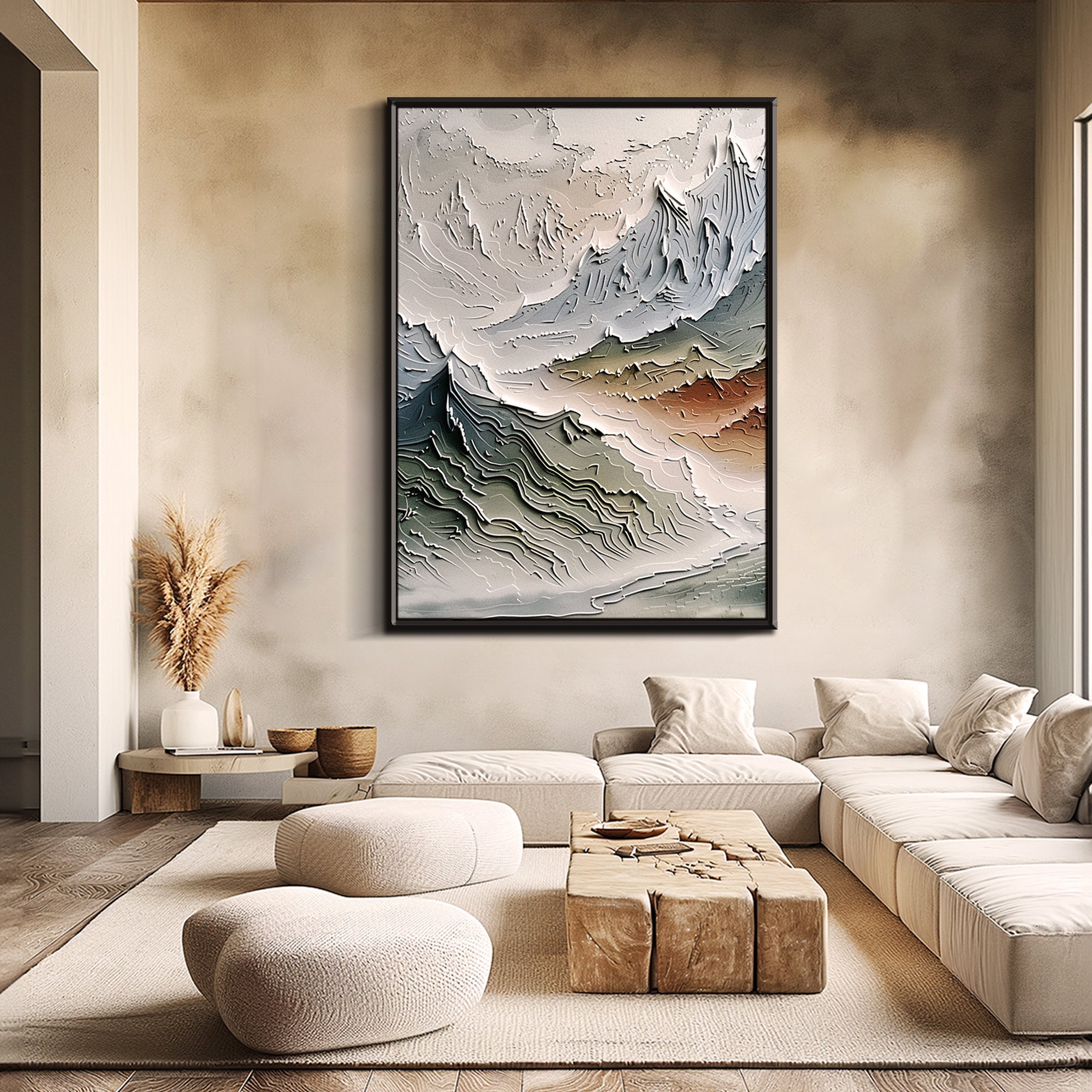 Mountain Oil Painting on Canvas Original 3d Texture Wall Art Large ...