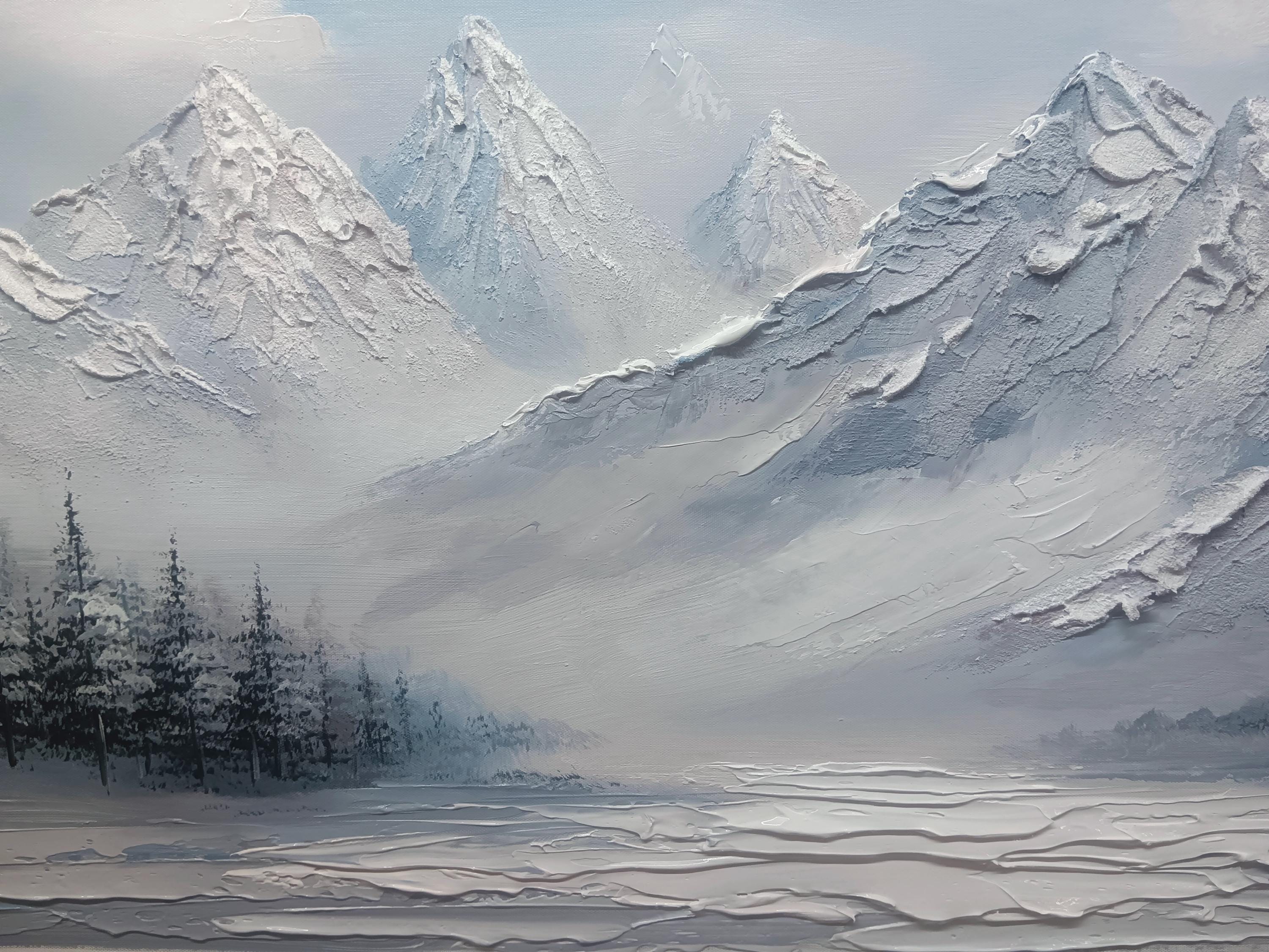 Large Landscape Oil Painting on Canvas Original Texture Snowy Scenery ...
