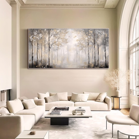 Neutral Wall Art Nature Wall Art Landscape Oil Painting on Canvas Original Forest Wall Art Unique Wall Art Landscape Art 3d Canvas Wall Art