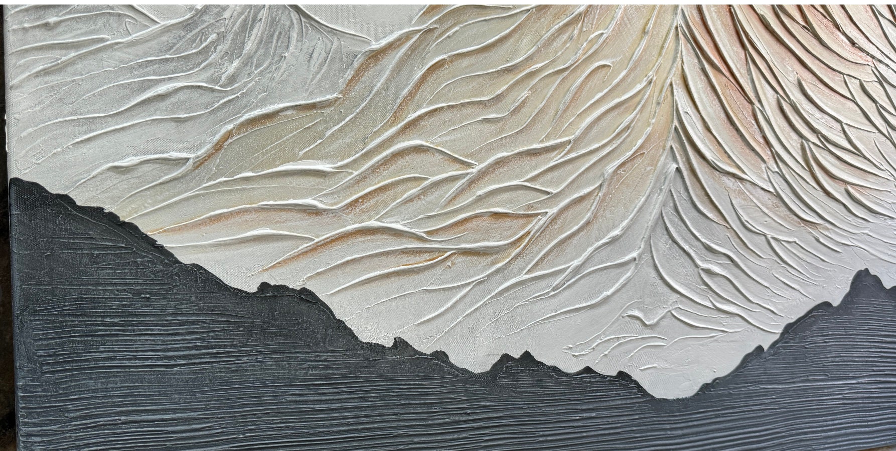 Abstract Mountain Painting on Canvas Original Texture Wall Art White 3d ...