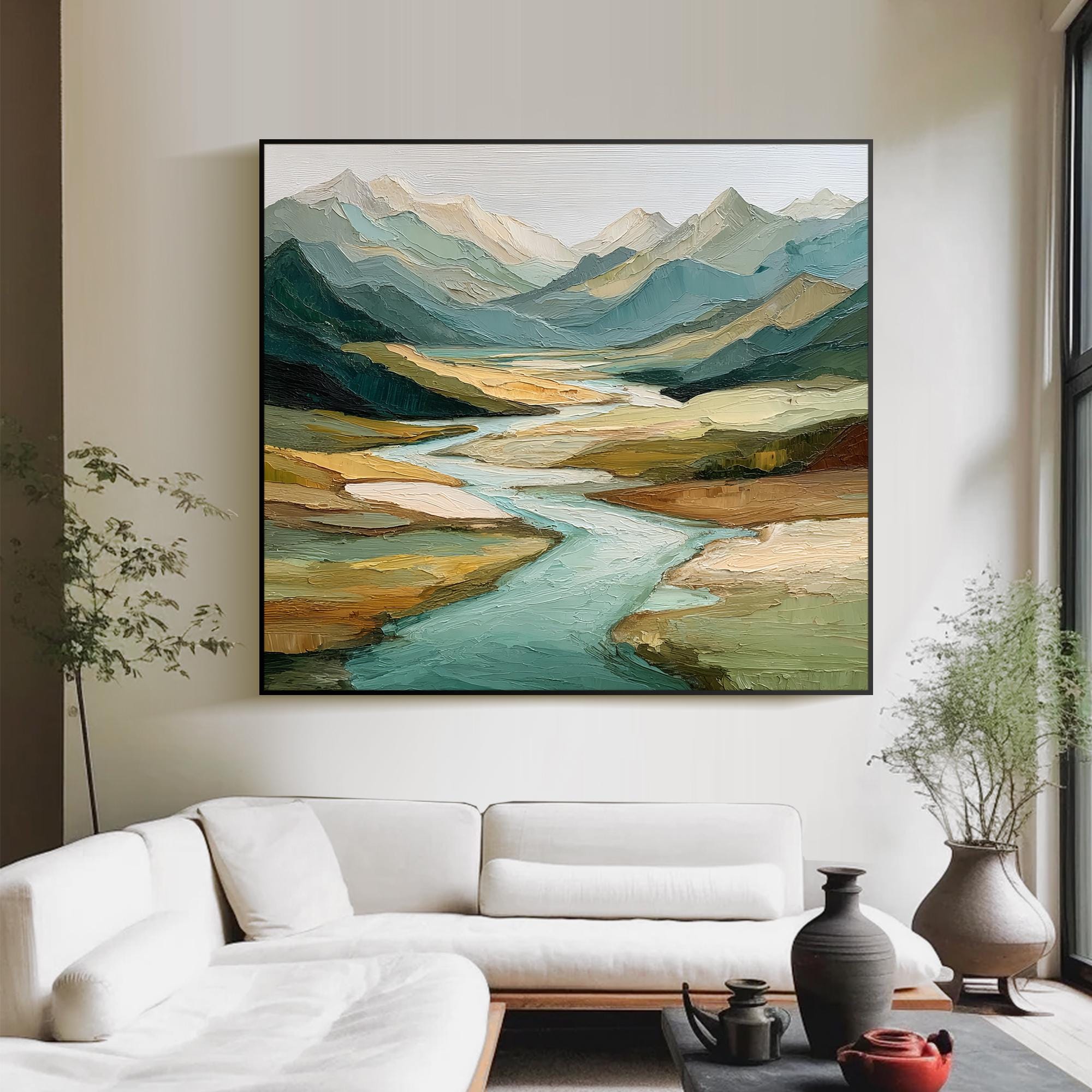 Abstract Landscape Oil Painting Mountain Wall Art Textured Nature Wall ...