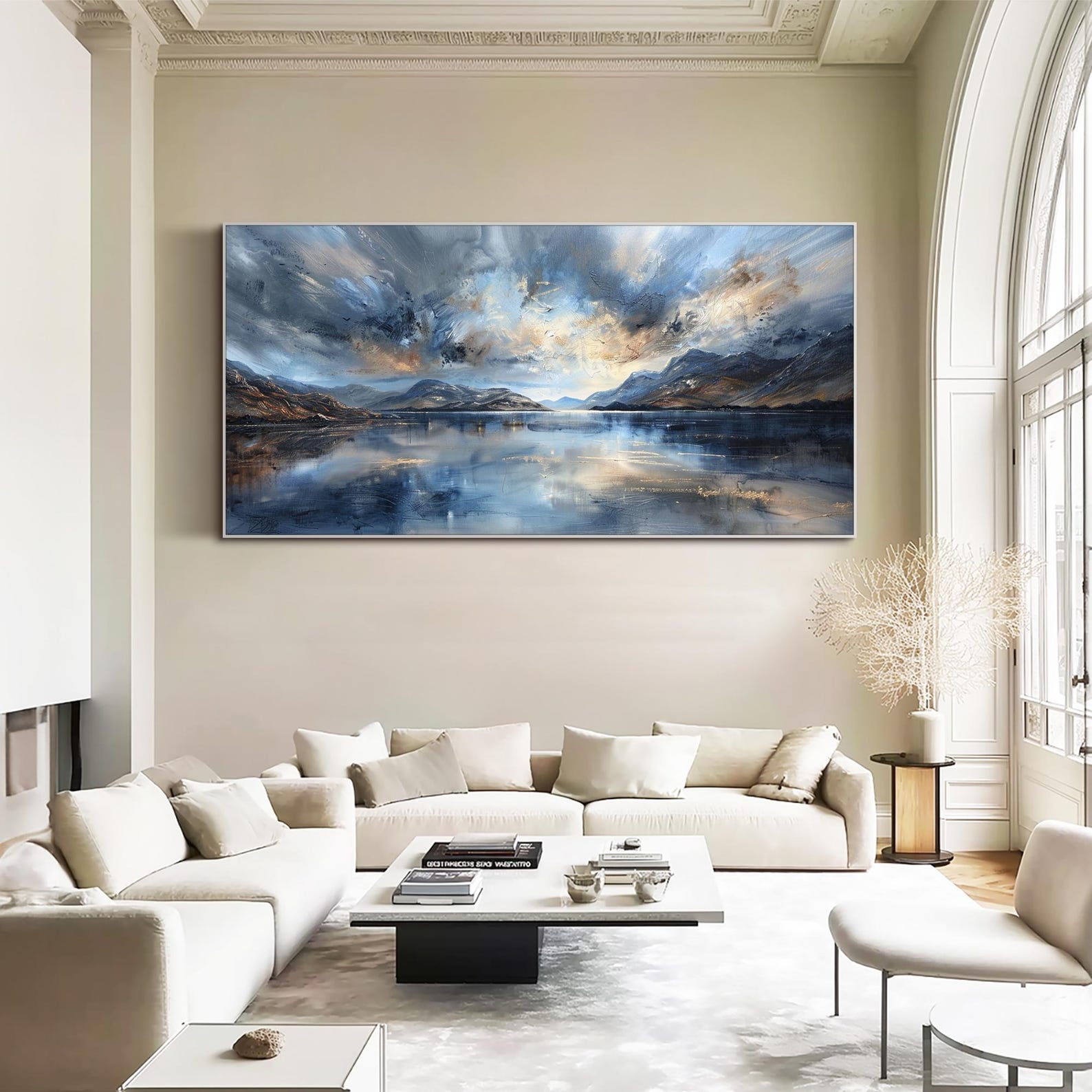 Original Mountain Oil Painting Large Lake Wall Art Abstract Landscape ...