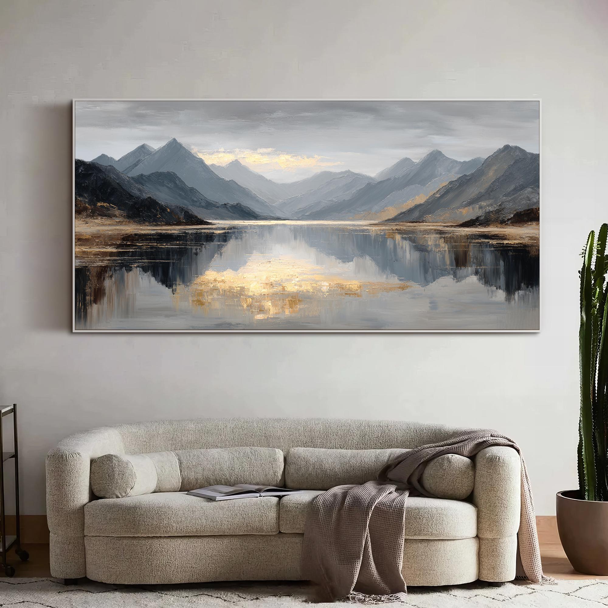Mountain Lake Oil Painting Textured Landscape Wall Art Original Hand ...