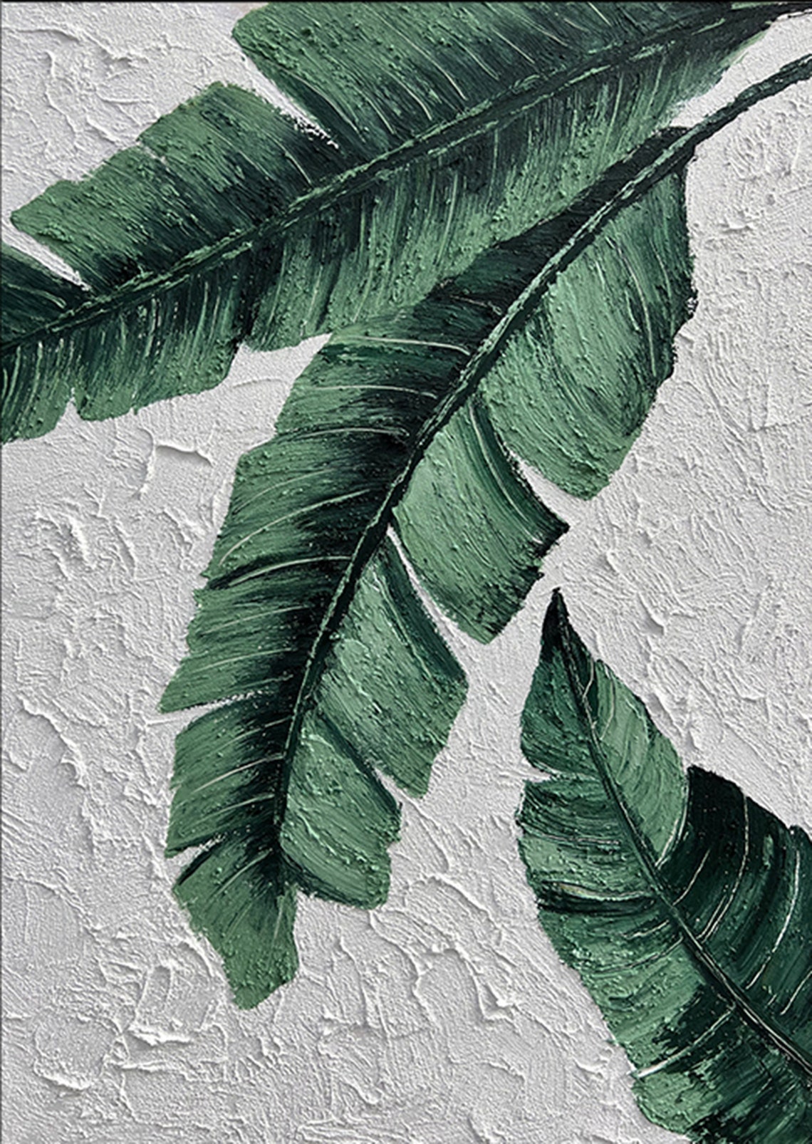 Painting on Canvas Green Leaves Large 3D Green Wall Art - Etsy