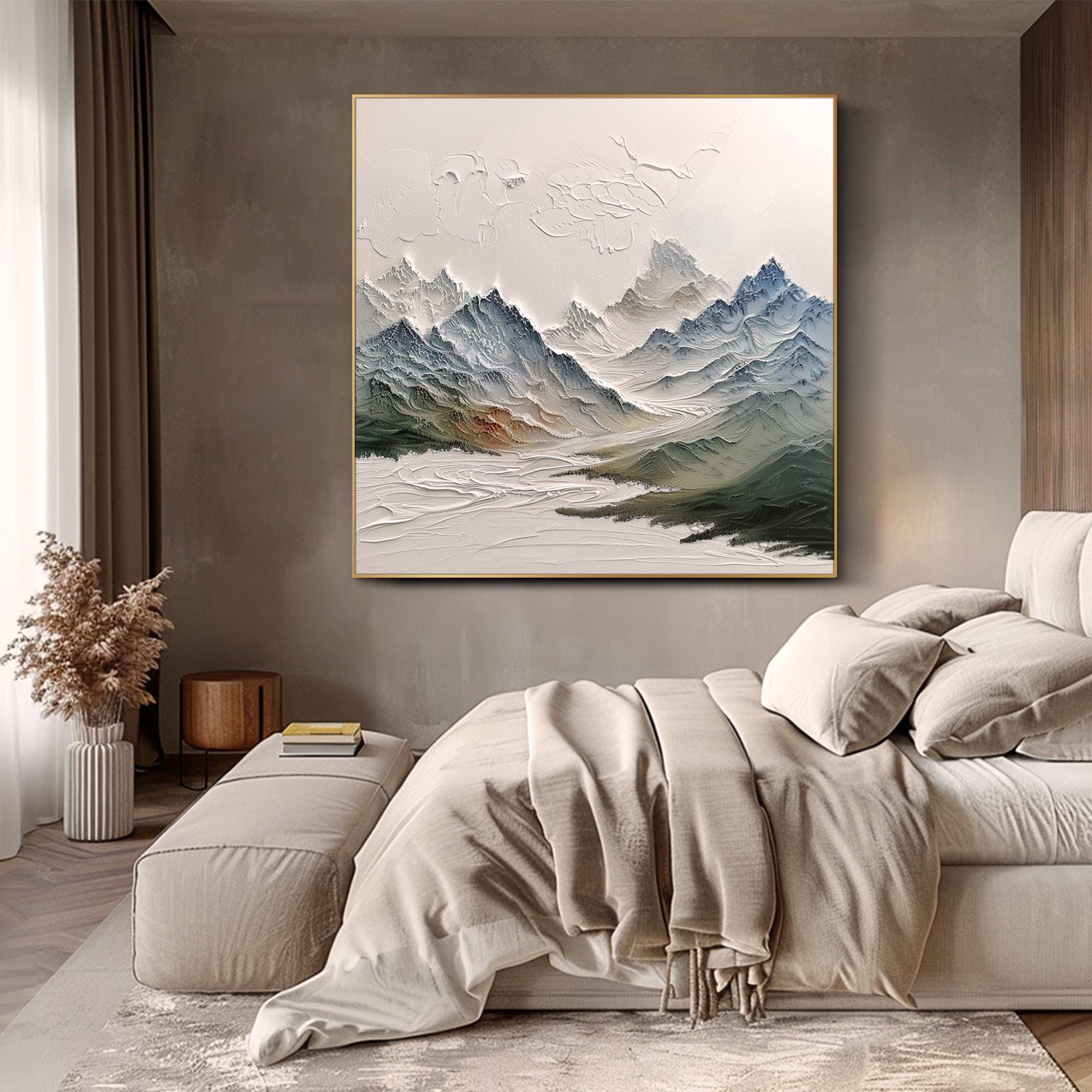 Abstract Mountain Painting on Canvas Original Texture Wall Art ...