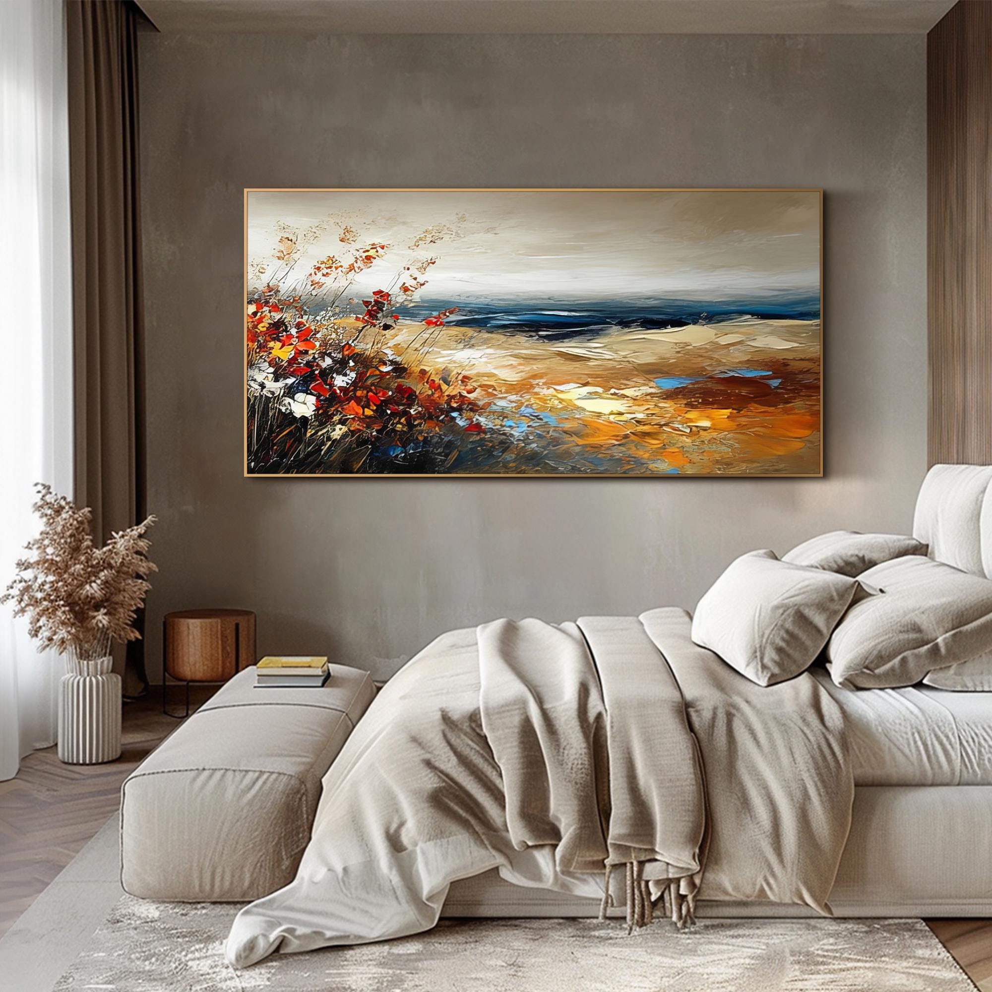Original Landscape Oil Painting Textured Wall Art Palette Knife Artwork ...