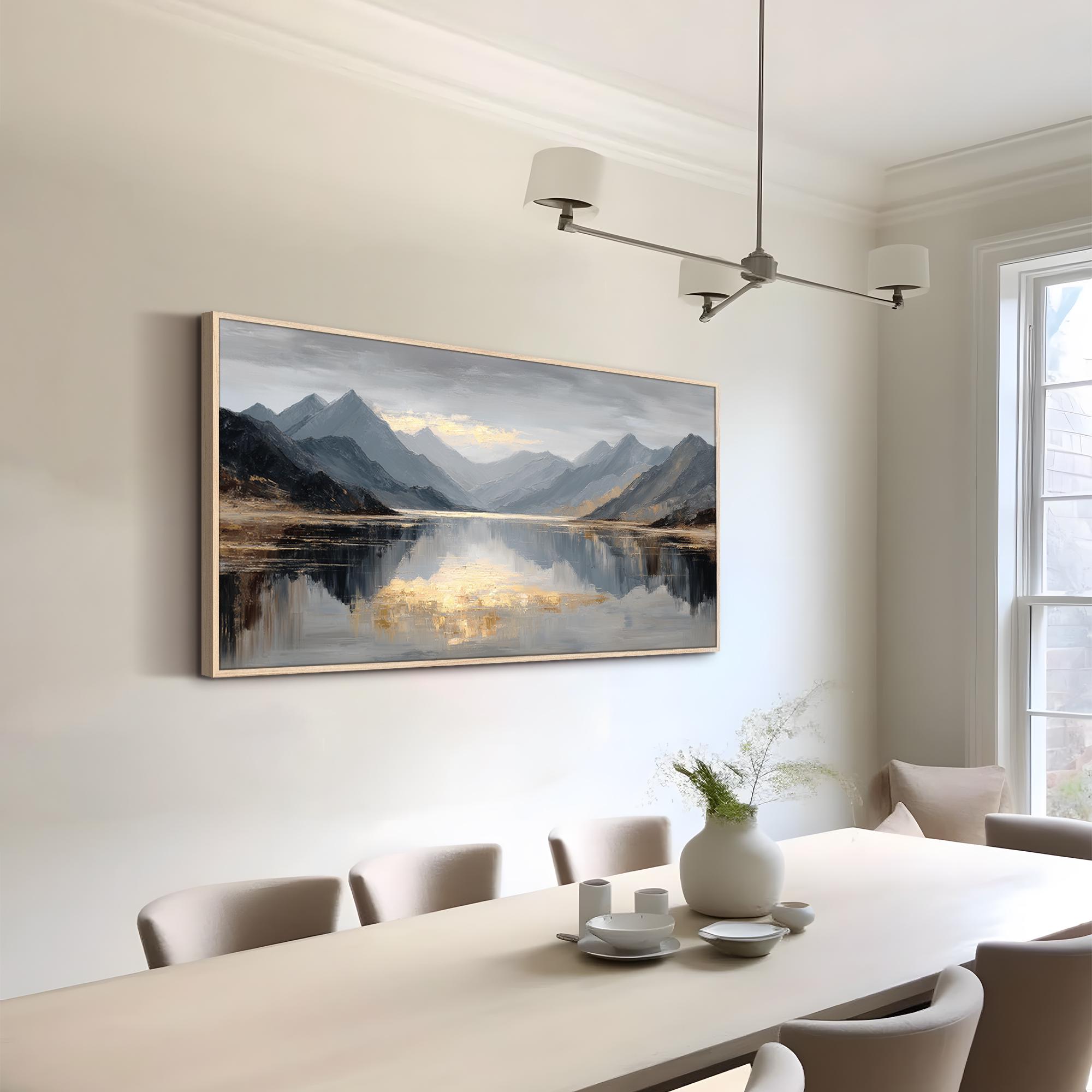 Mountain Lake Oil Painting Textured Landscape Wall Art Original Hand ...