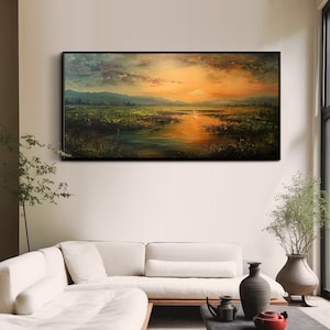 Abstract Landscape Oil Painting On Canvas Original Large Wall Art Canvas Wall Art 3d Wall Art Living Room Wall Art Sunset Texture Wall Art image 3