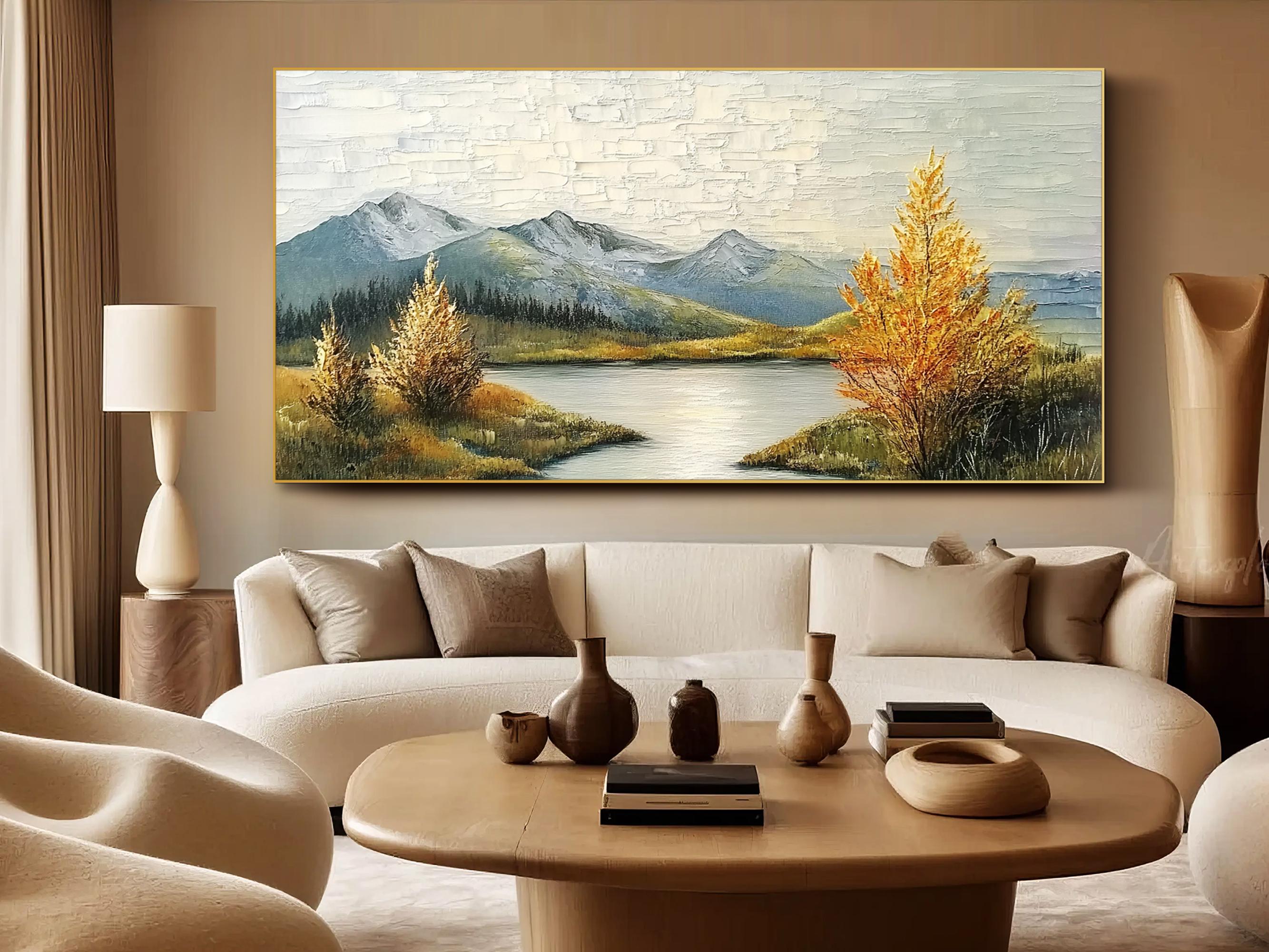 Landscape Oil Painting on Canvas Original Green Texture Wall Art Large ...