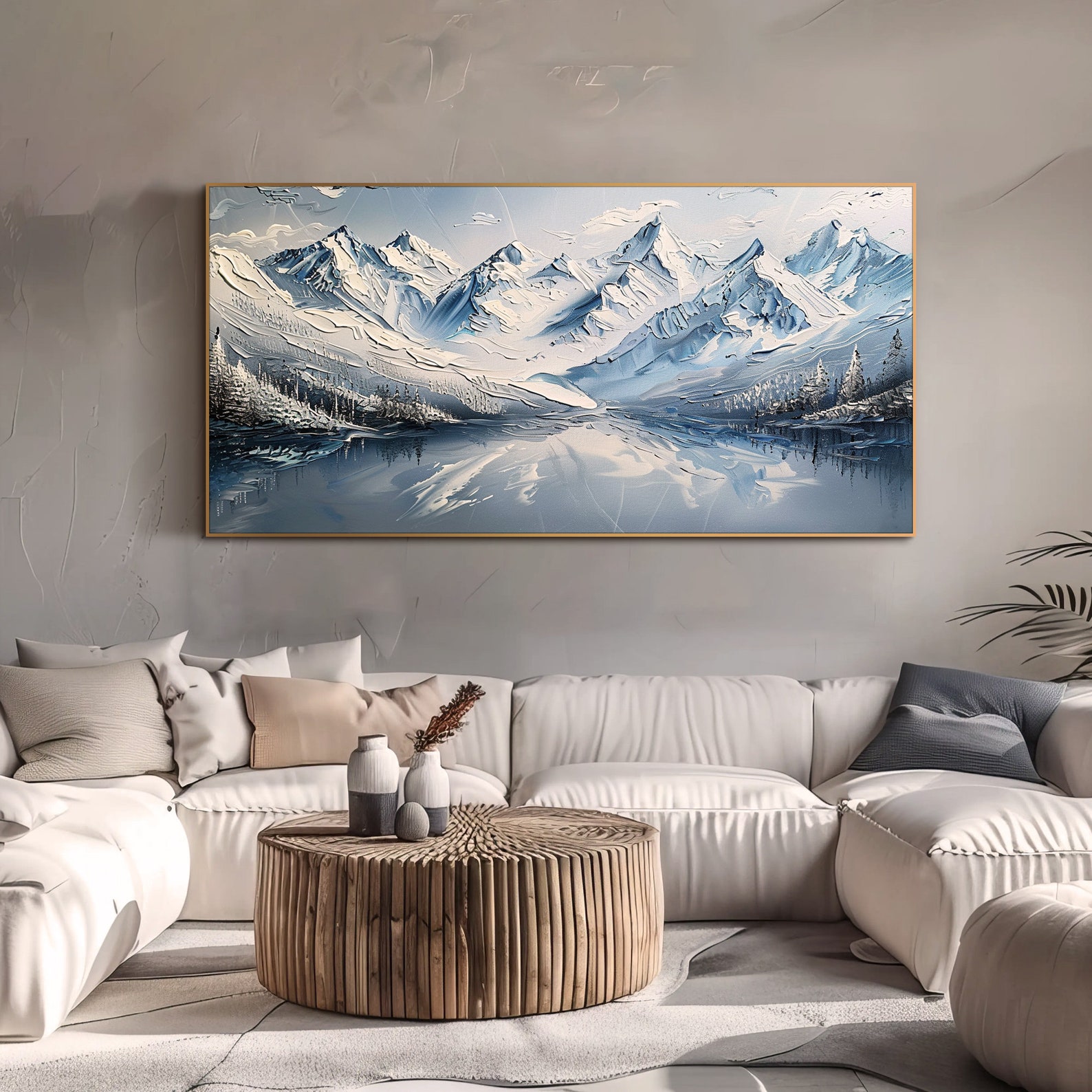 Abstract Snowy Landscape Wall Art 3d Texture Mountain Oil Painting on ...