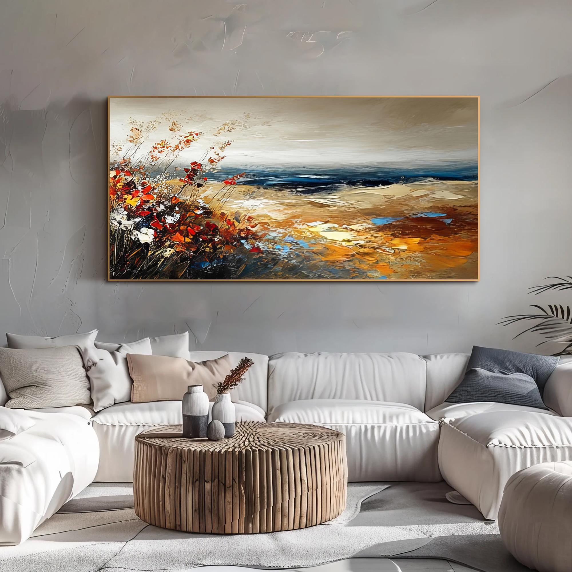 Dipinto a olio astratto di foresta verde su tela, grande opera d'arte murale con texture, dipinto originale di paesaggio con alberi, decorazione murale personalizzata per soggiorno moderno - Italia